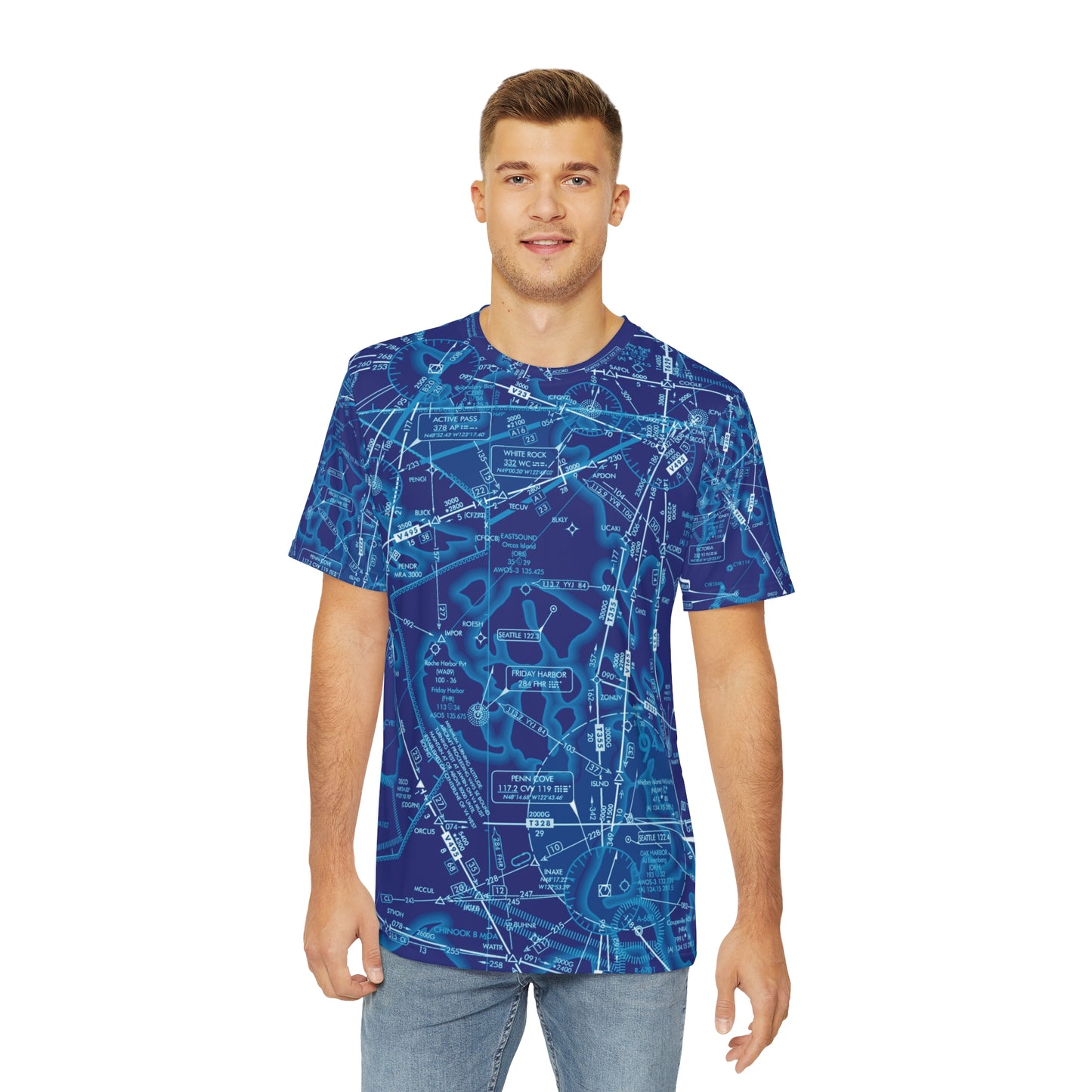 Enroute Low Altitude Chart (blue) men's polyester shirt