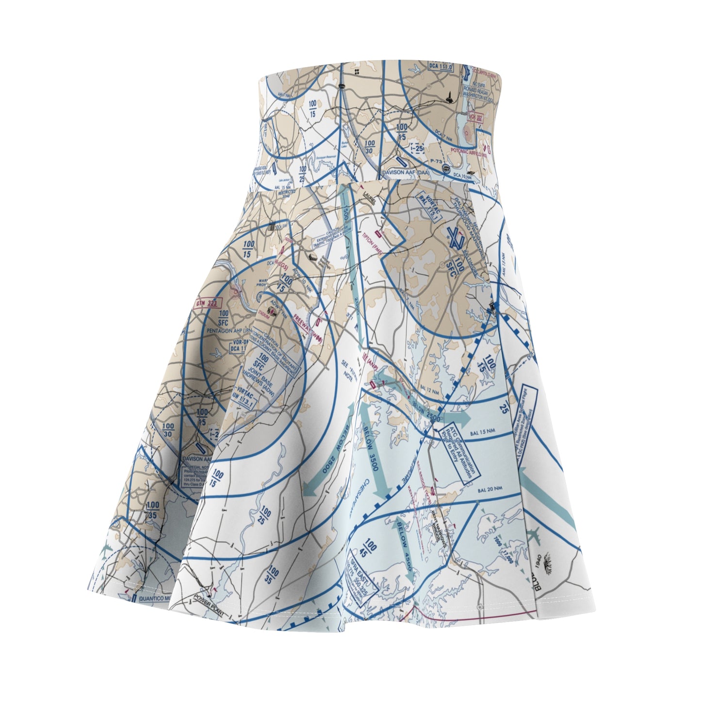 Baltimore-Washington Flyway Chart skater skirt