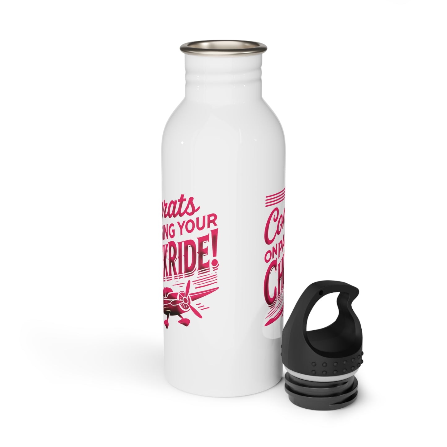 Congrats on passing your checkride! 20 oz. stainless steel water bottle (v1. pink)