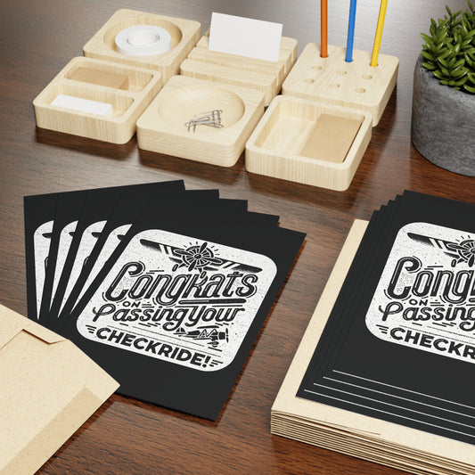 Congrats on passing your checkride! pack of 10 postcards (v2. black)