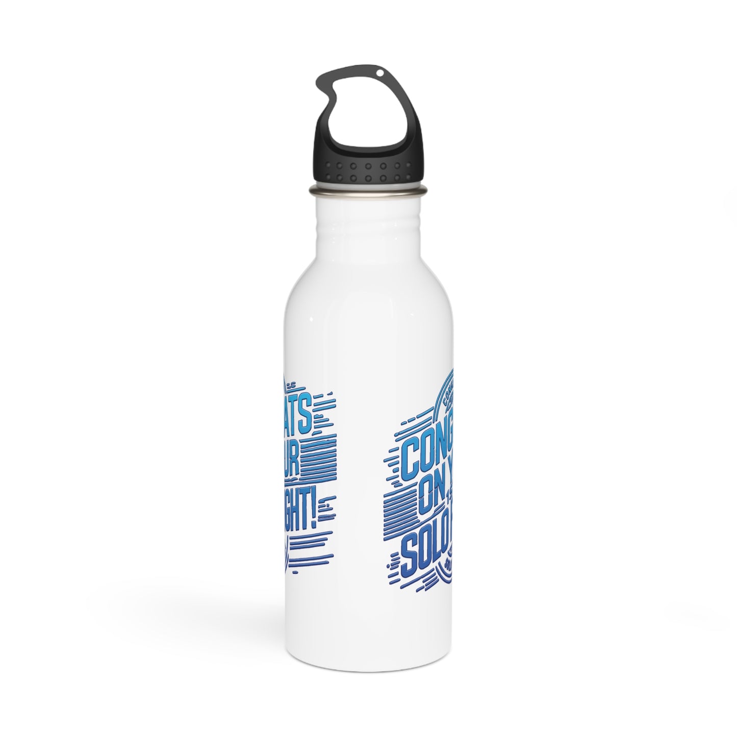 Congrats on your 1st Solo Flight! 20 oz. stainless steel water bottle (v2. blue)