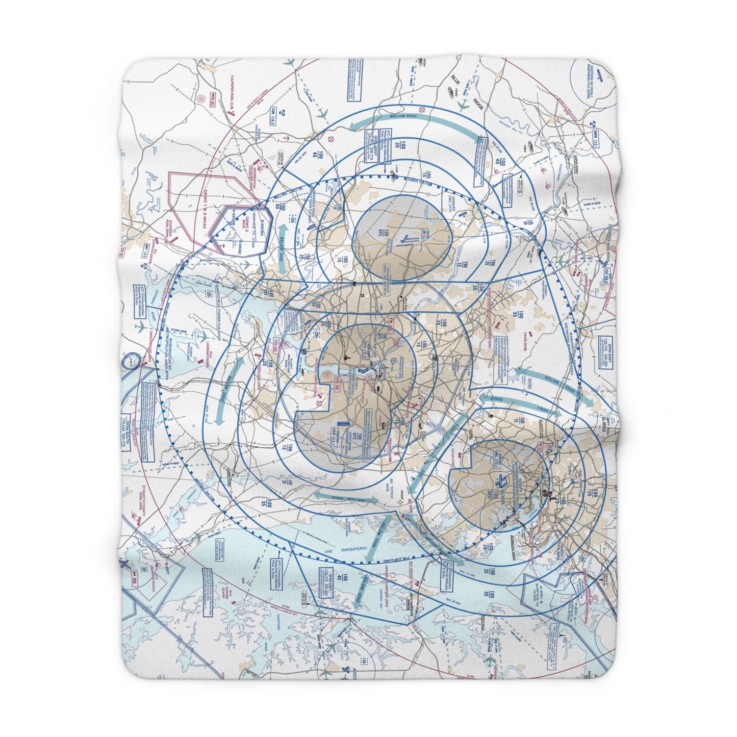 Baltimore-Washington Flyway Chart sherpa fleece blanket