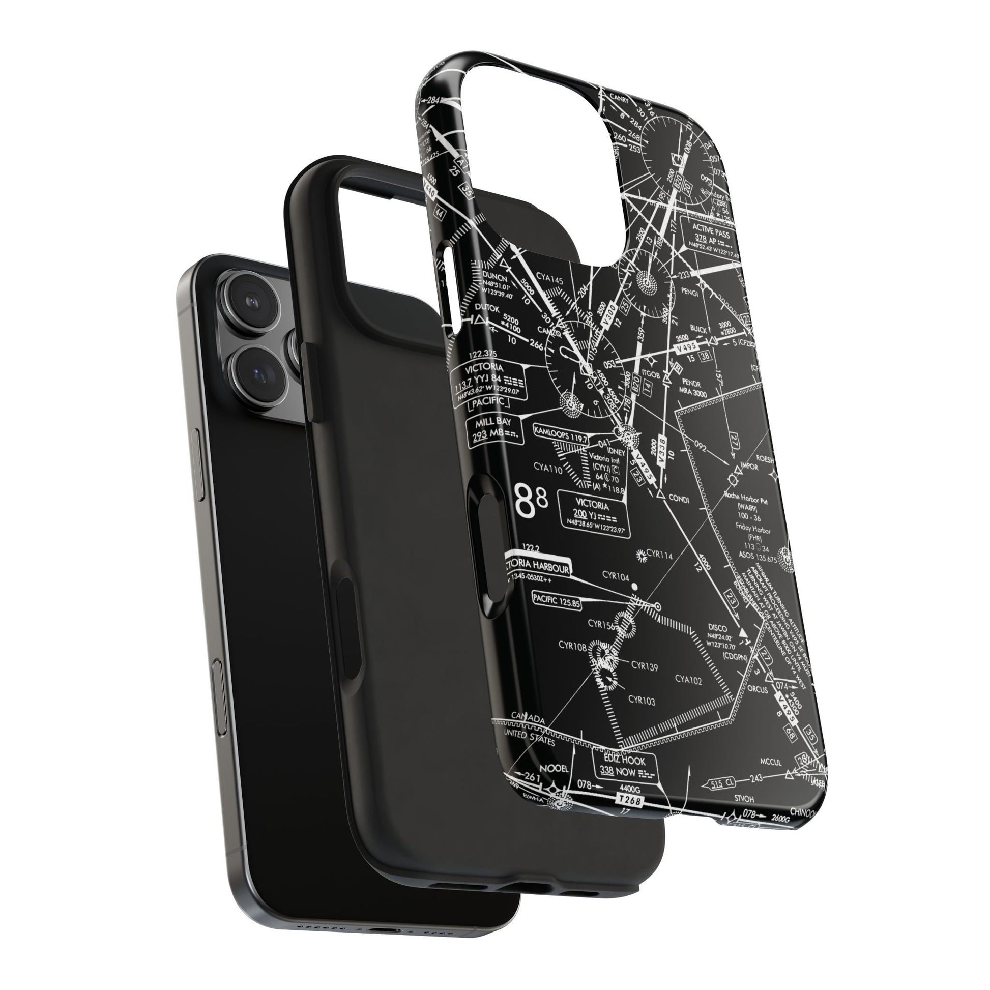 Enroute Low Altitude Chart tough phone cases (ELUS1/b&w)