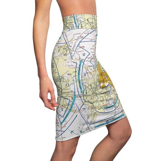 Dallas - Ft. Worth Flyway Chart pencil skirt