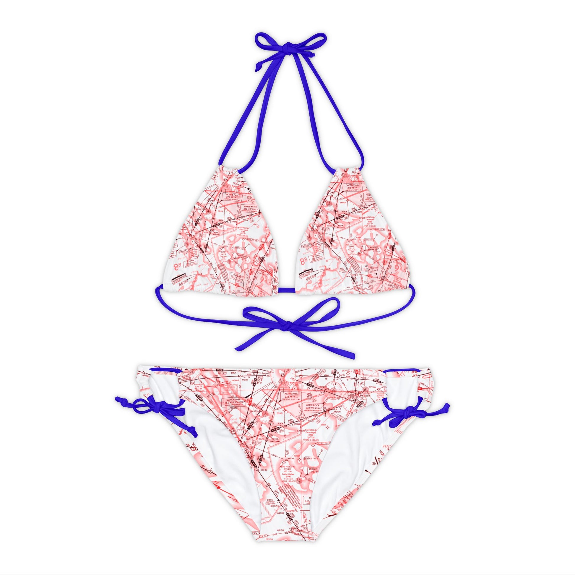 Enroute Low Altitude (ELUS1) Chart strappy bikini set (red&white)