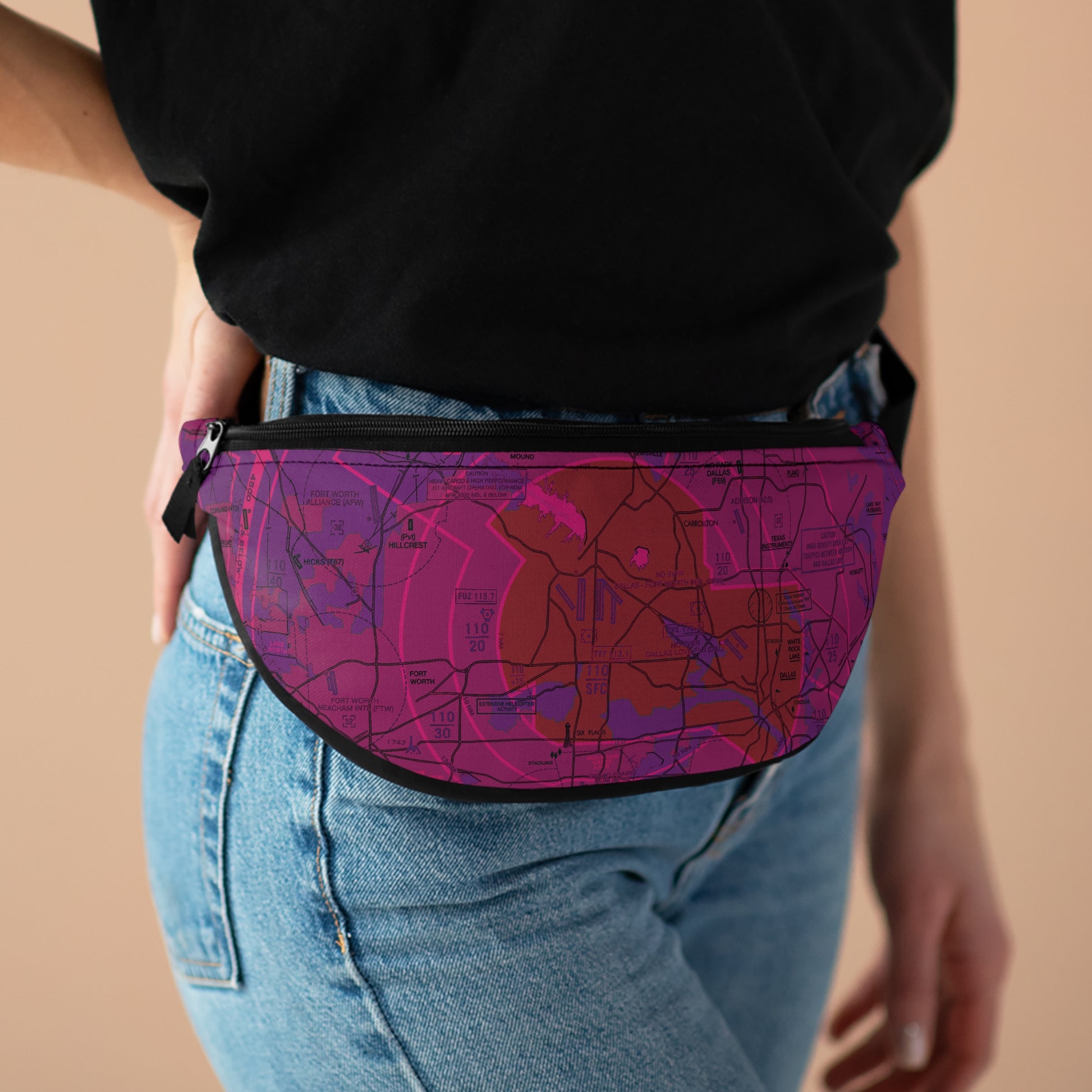 Dallas - Ft. Worth Flyway Chart fanny pack (purple)