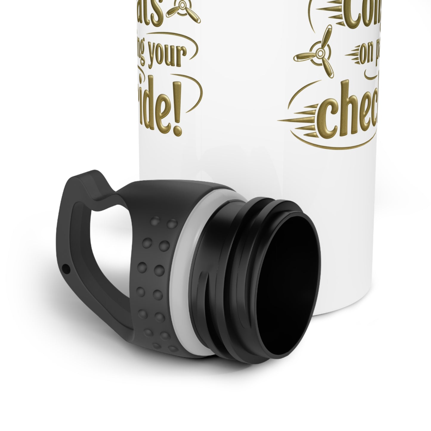 Congrats on passing your checkride! 20 oz. stainless steel water bottle (v3. gold)
