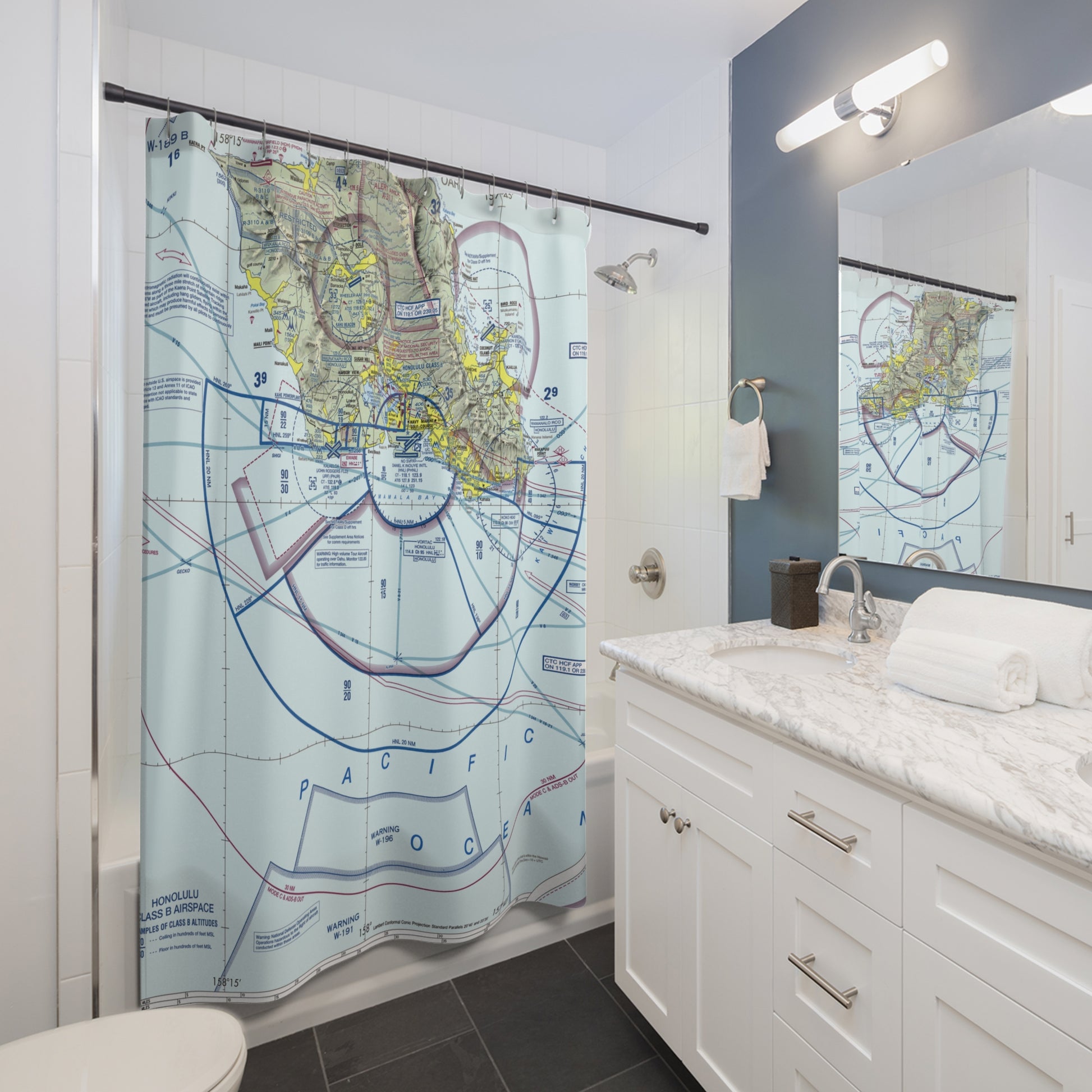 Aeronautical Chart shower curtain (PHNL)