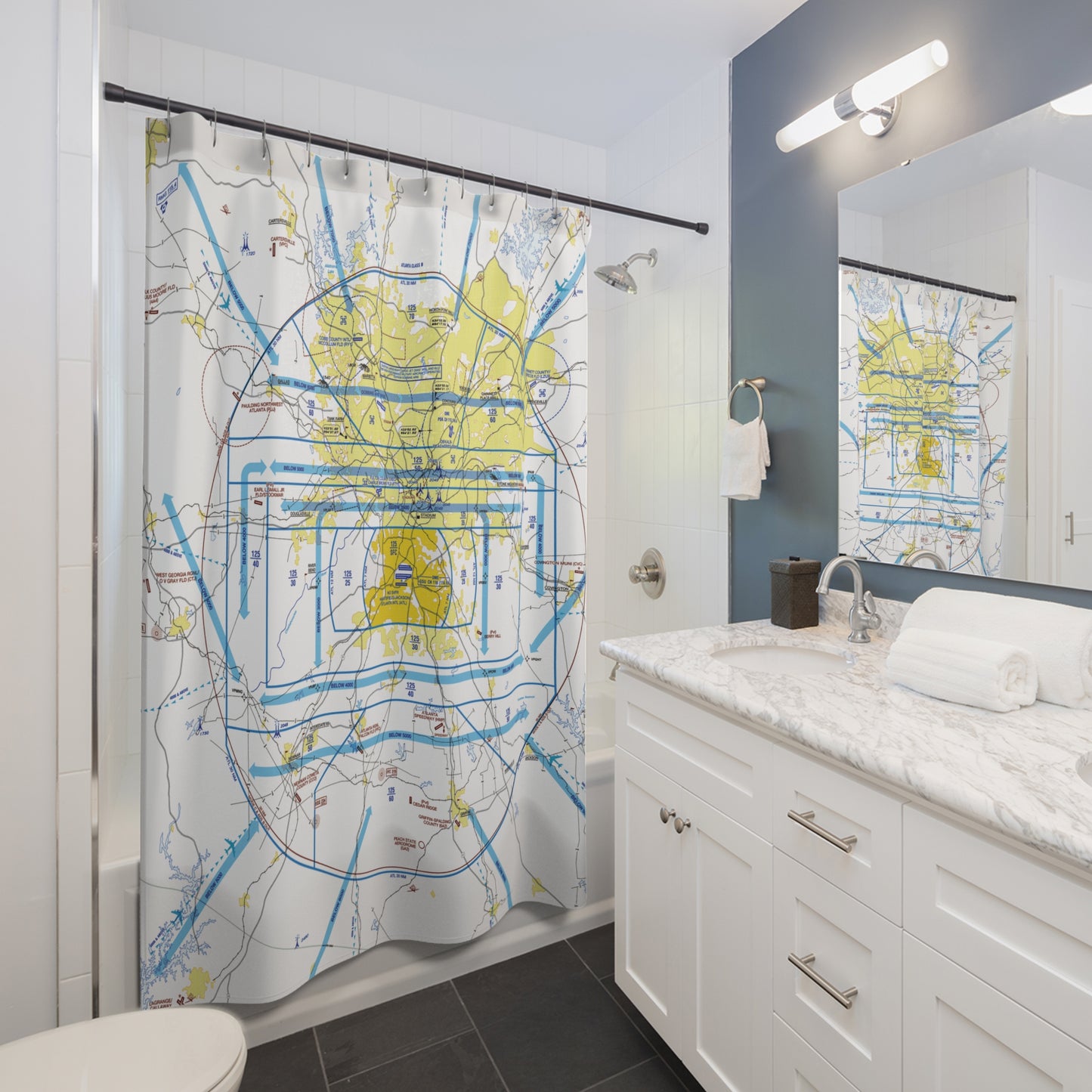 Aeronautical Chart shower curtain (KATL/Flyway)