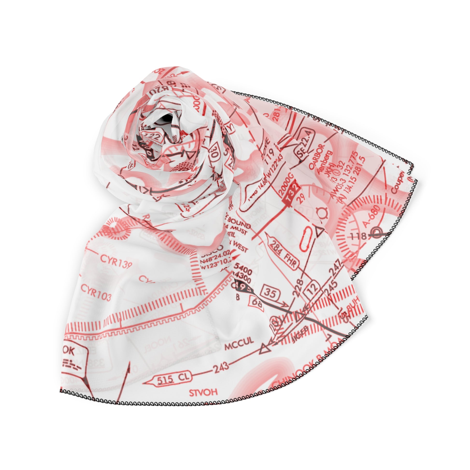 Enroute Low Altitude Chart (red&white) poly scarf