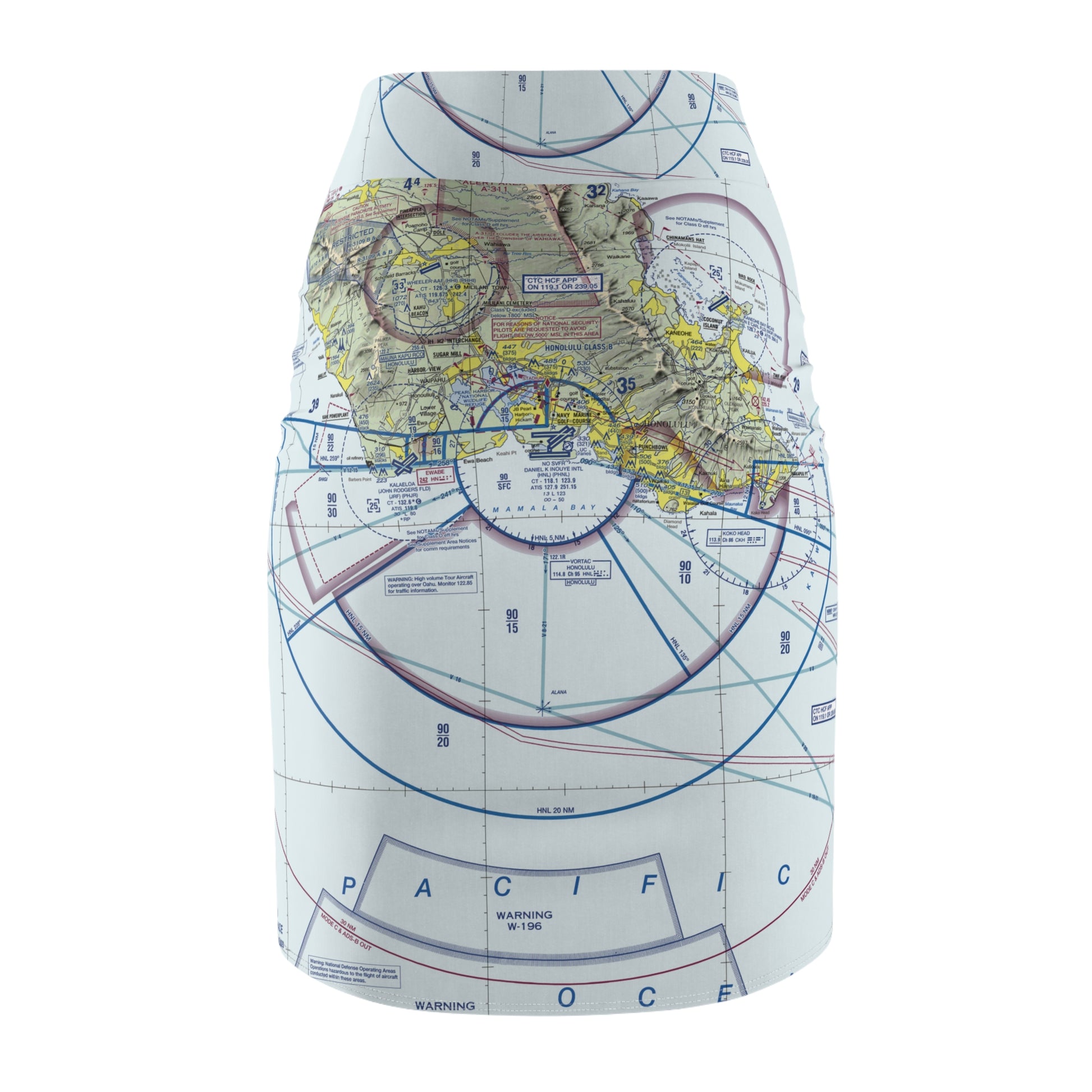 Honolulu Sectional Chart pencil skirt