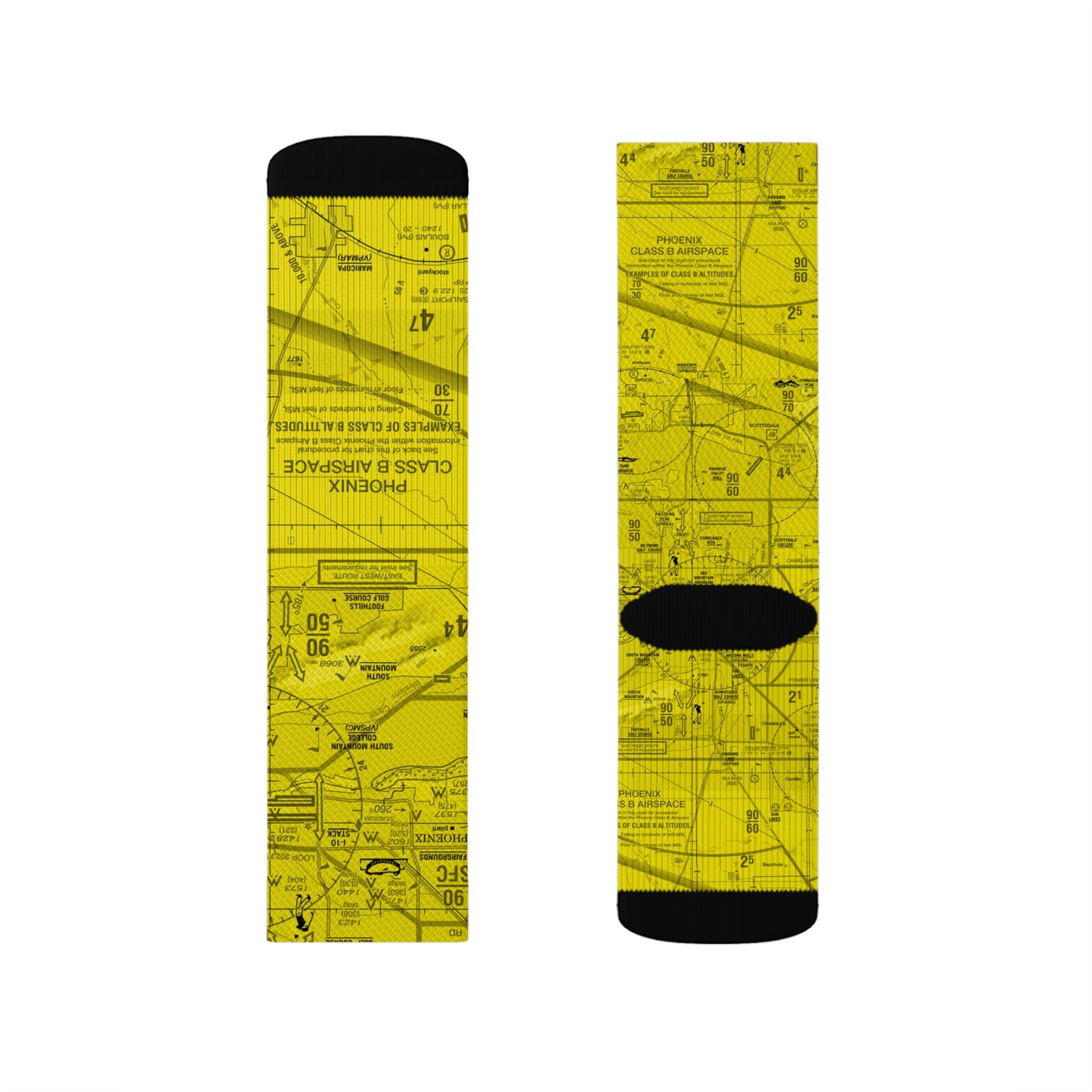 Aeronautical Chart socks (PHX/yellow)