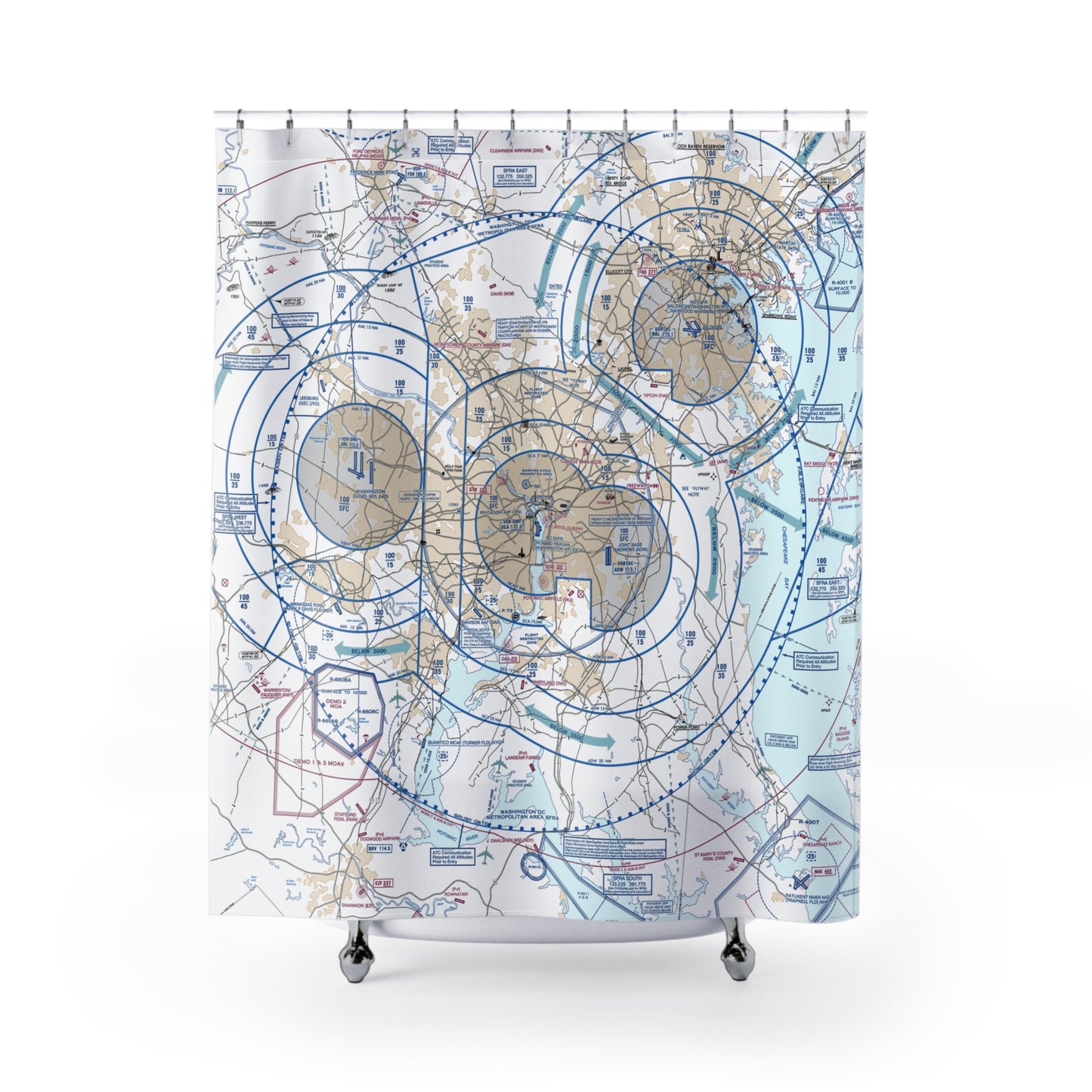 Baltimore-Washington Flyway Chart Shower Curtain