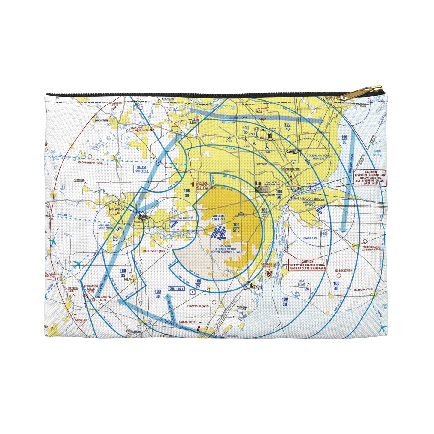 Detroit Flyway Chart Accessory Pouch