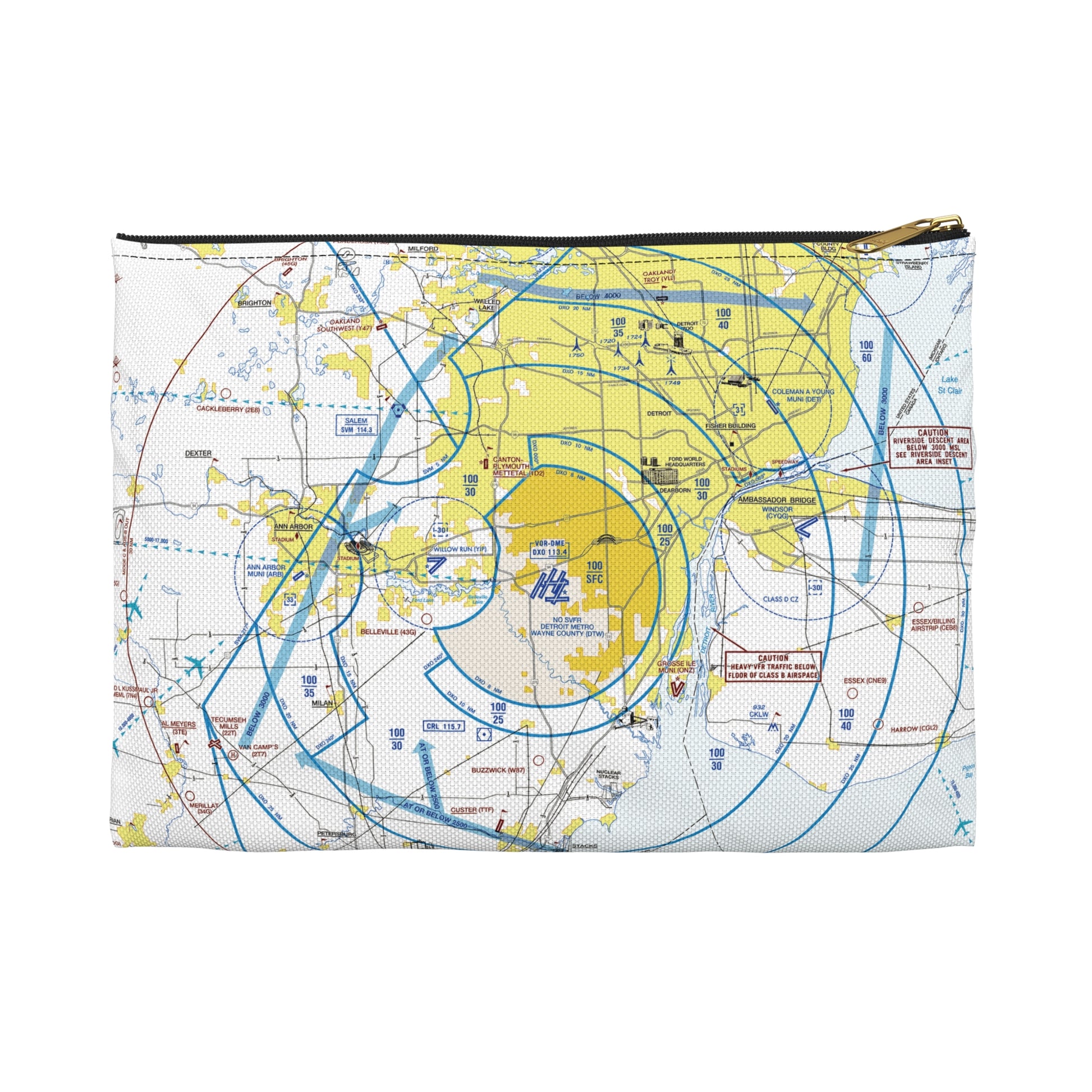Detroit Flyway Chart Accessory Pouch