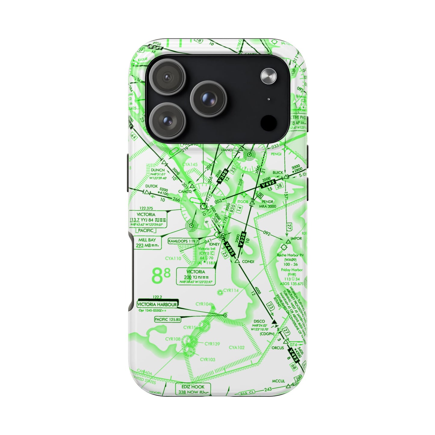 Enroute Low Altitude Chart (ELUS1) tough phone cases (green&white)