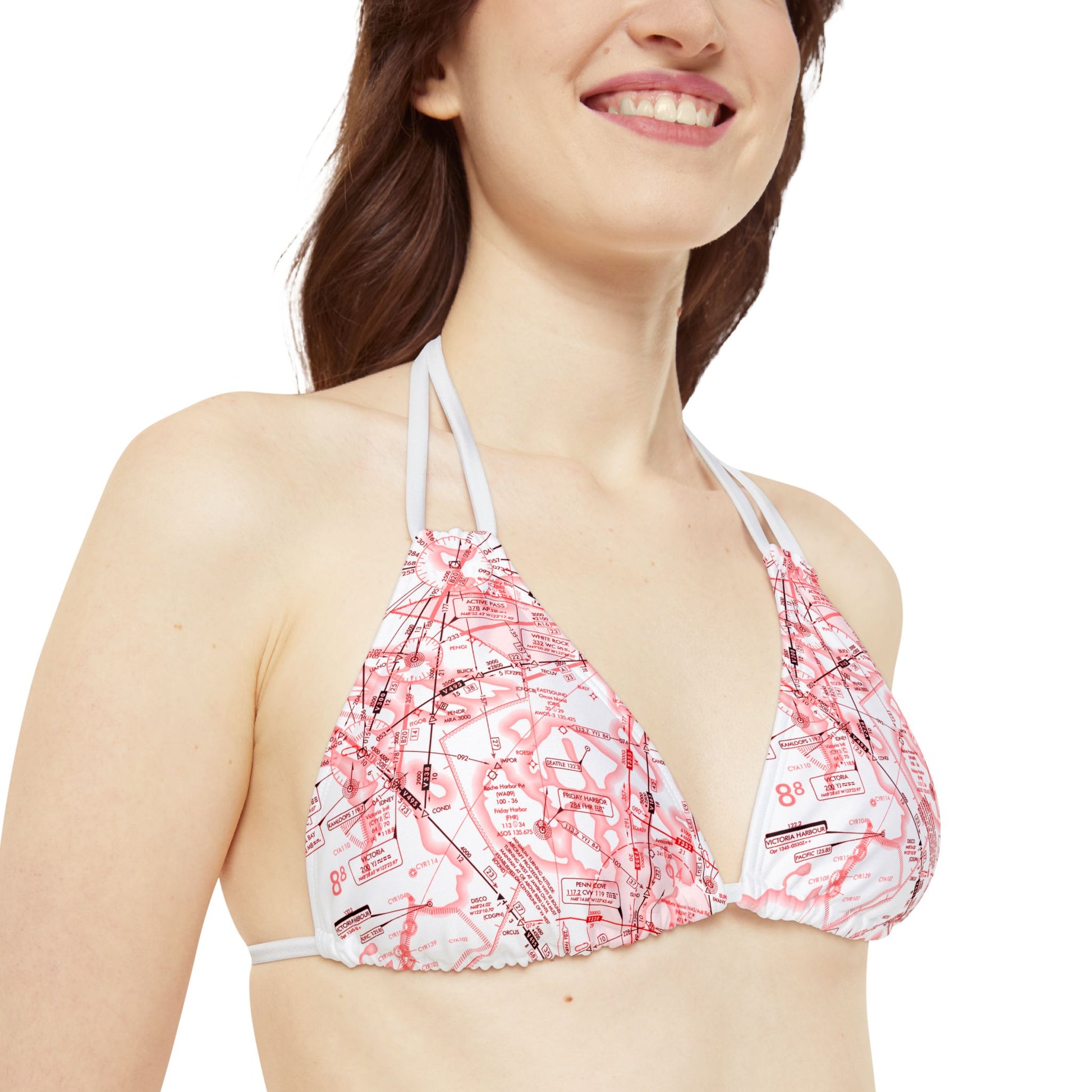 Enroute Low Altitude (ELUS1) Chart strappy bikini set (red&white)