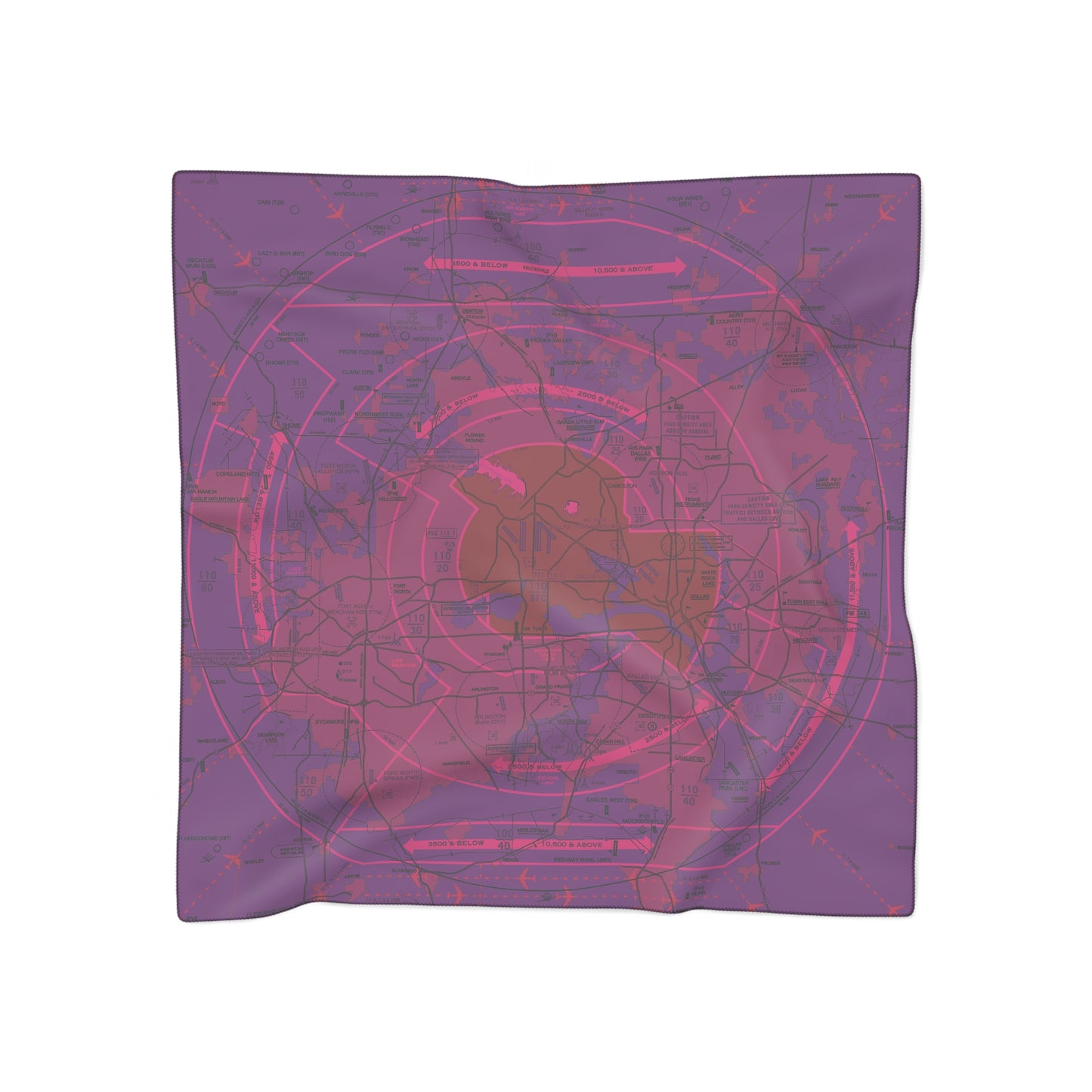 Dallas - Ft. Worth Flyway Chart (purple) poly scarf