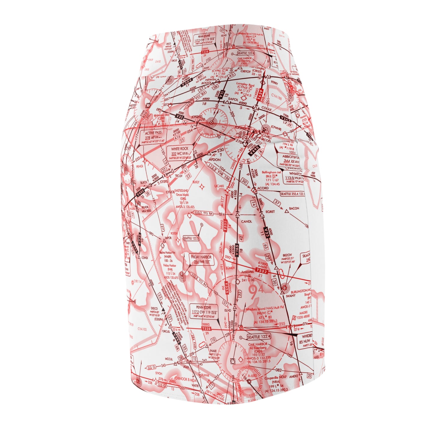 Enroute Low Altitude (ELUS1) Chart - women's pencil skirt (red&white)