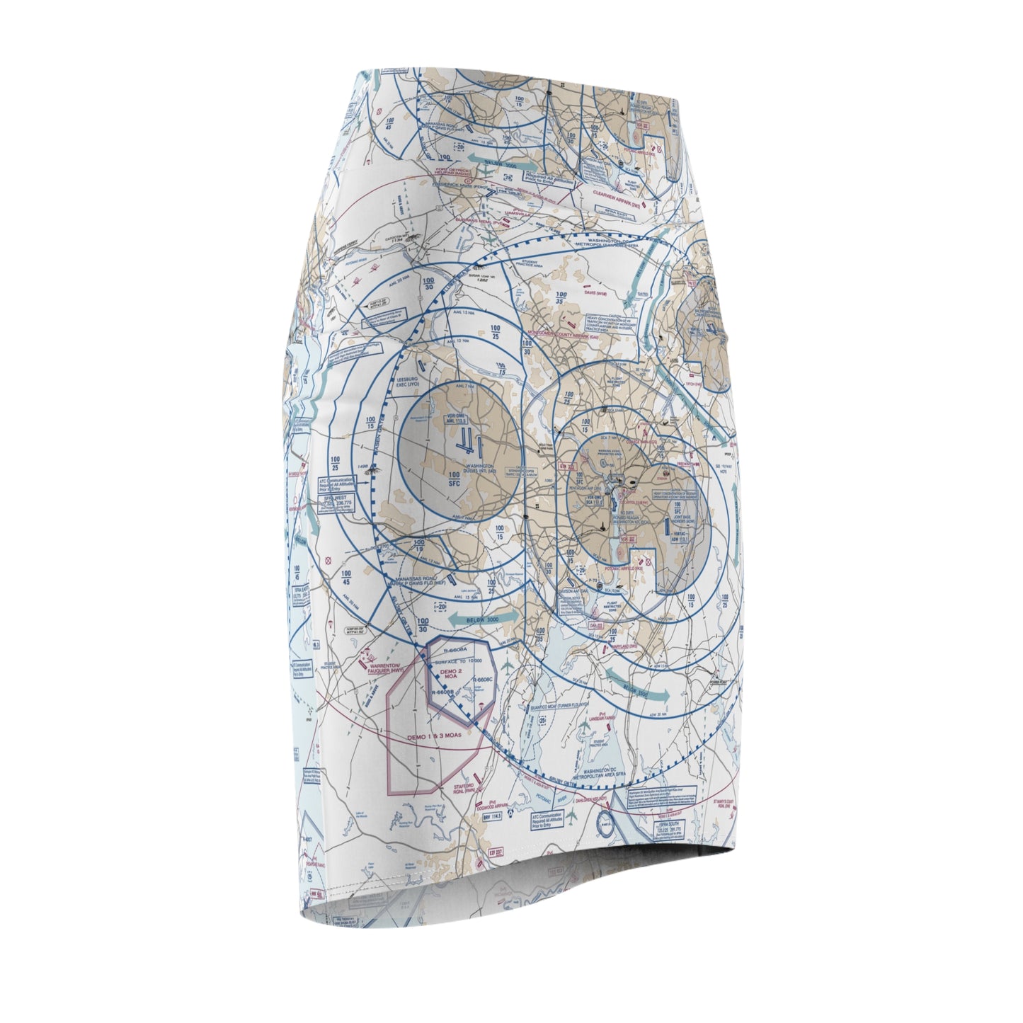 Baltimore-Washington Flyway Chart pencil skirt