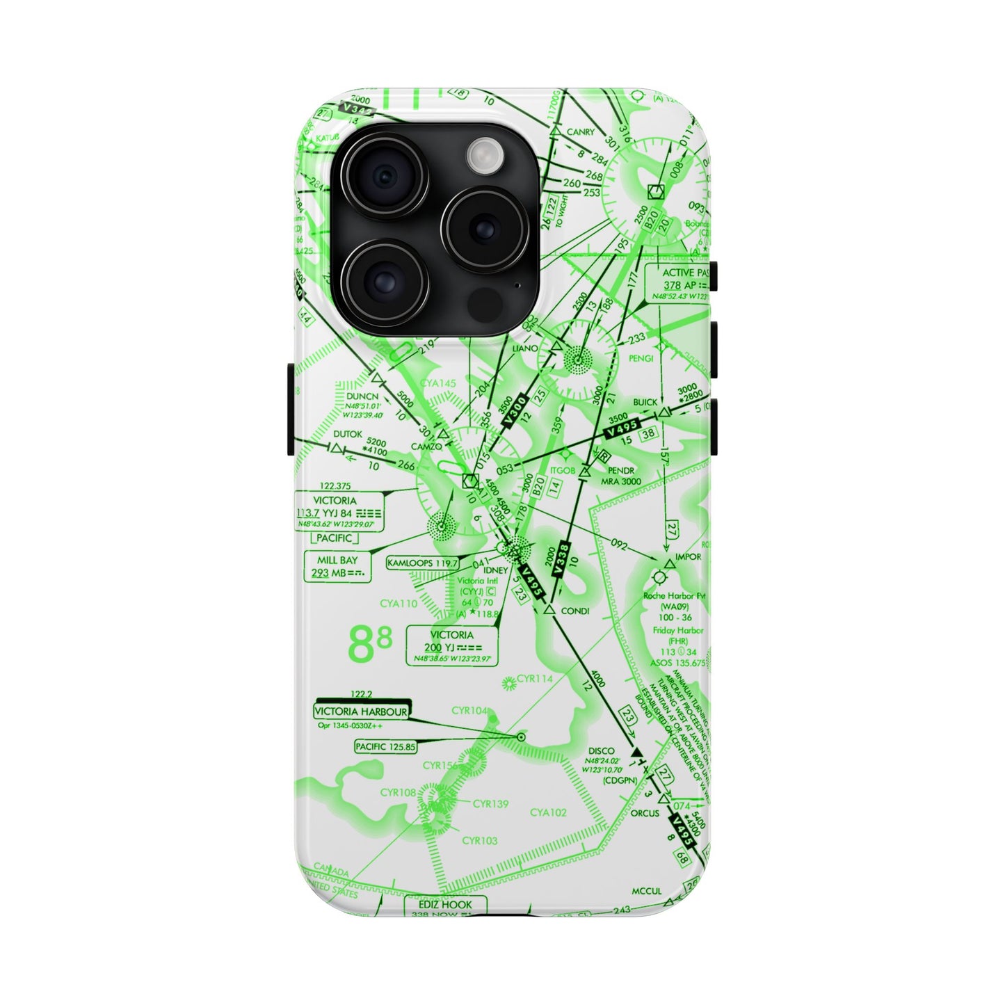 Enroute Low Altitude Chart (ELUS1) tough phone cases (green&white)