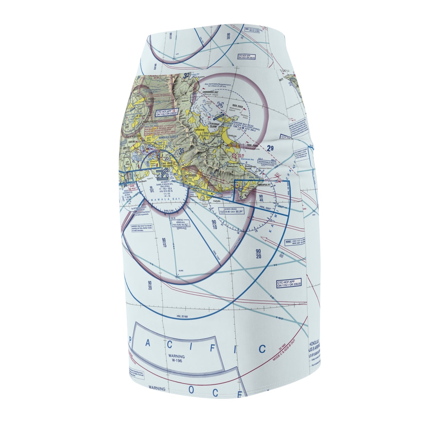 Honolulu Sectional Chart pencil skirt