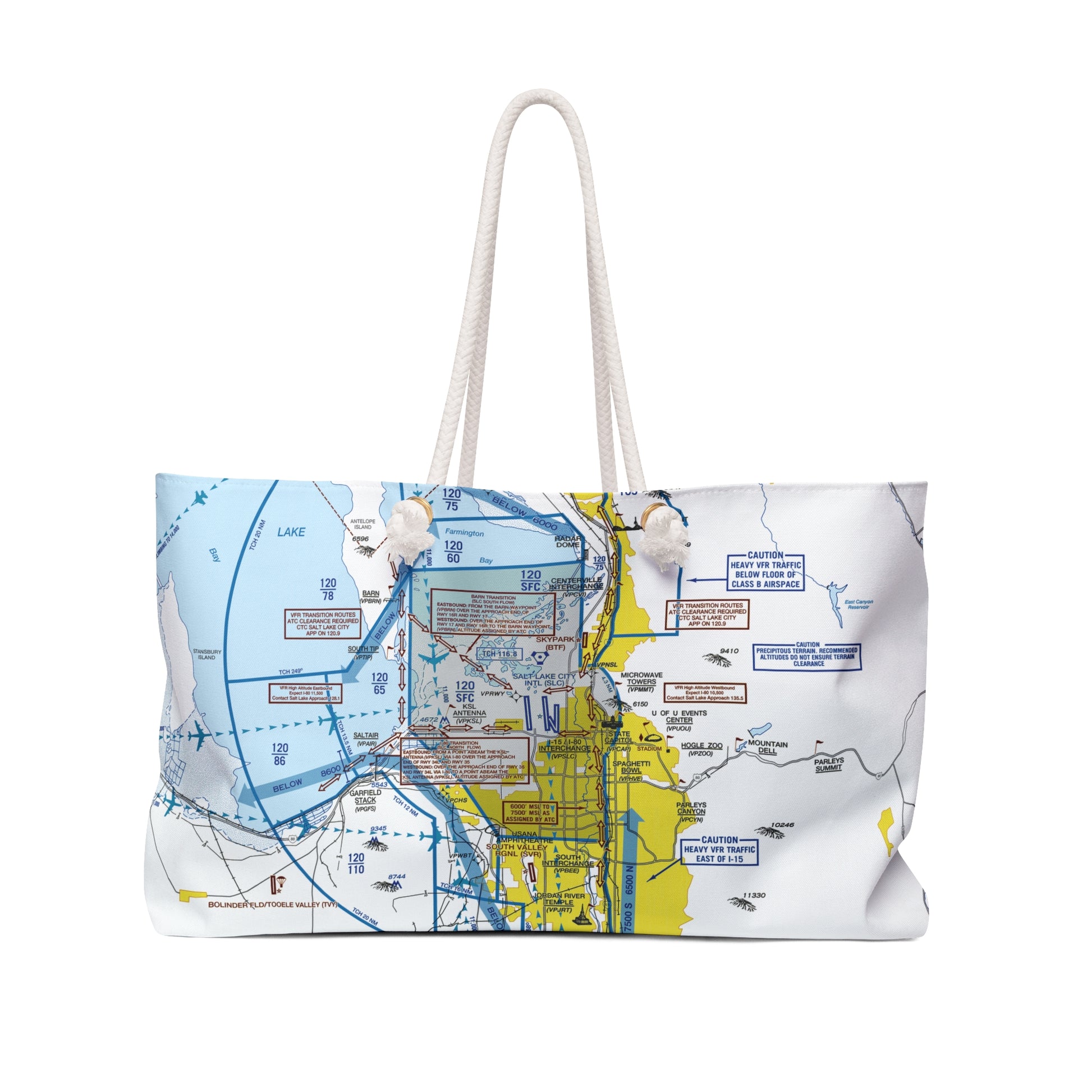 Aeronautical Chart weekender tote bag (KSLC Flyway Chart)