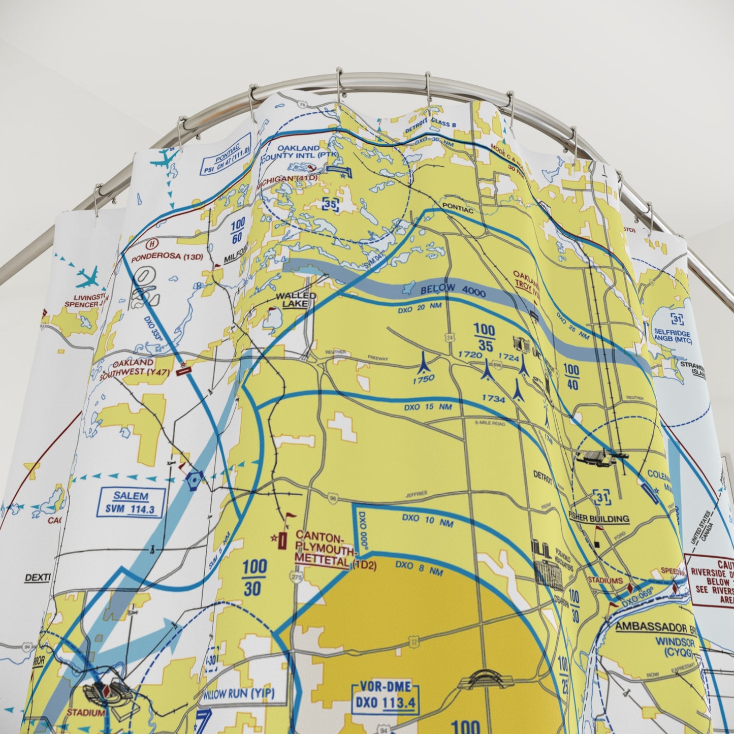 Aeronautical Chart shower curtain (KDTW/Flyway)