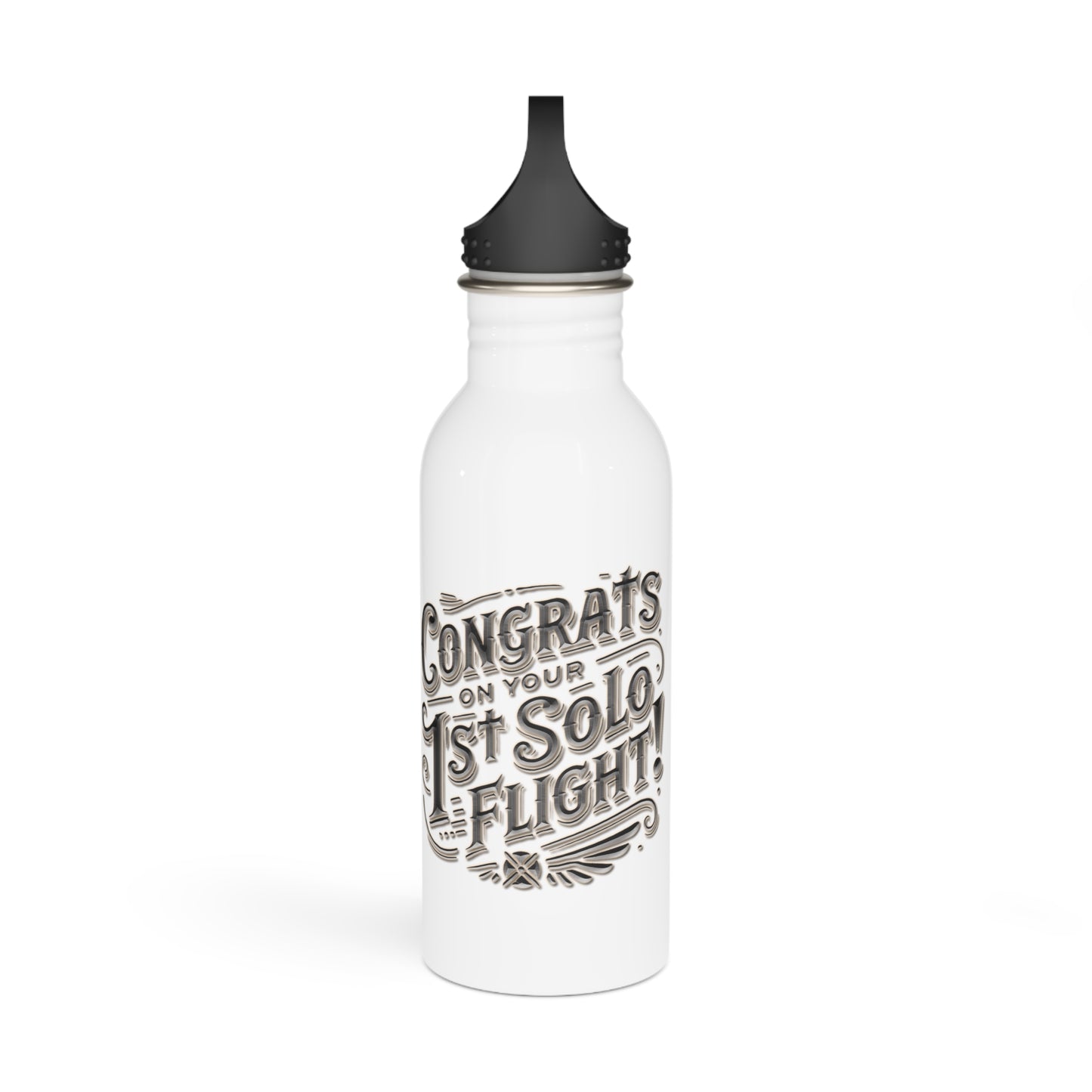 Congrats on your 1st Solo Flight! 20 oz. stainless steel water bottle (v1. silver)