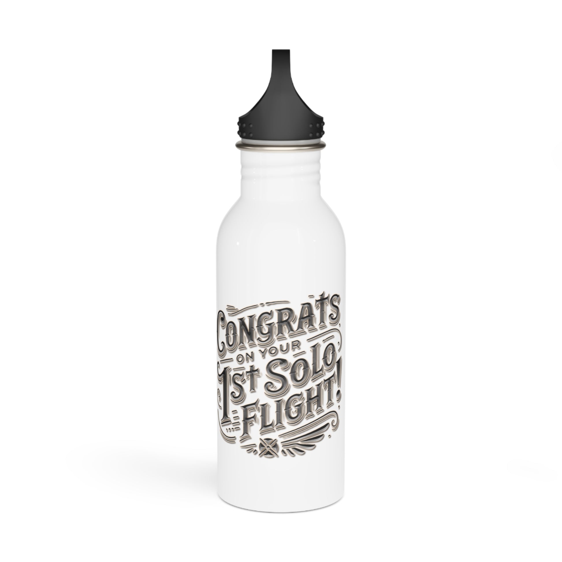 Congrats on your 1st Solo Flight! 20 oz. stainless steel water bottle (v1. silver)