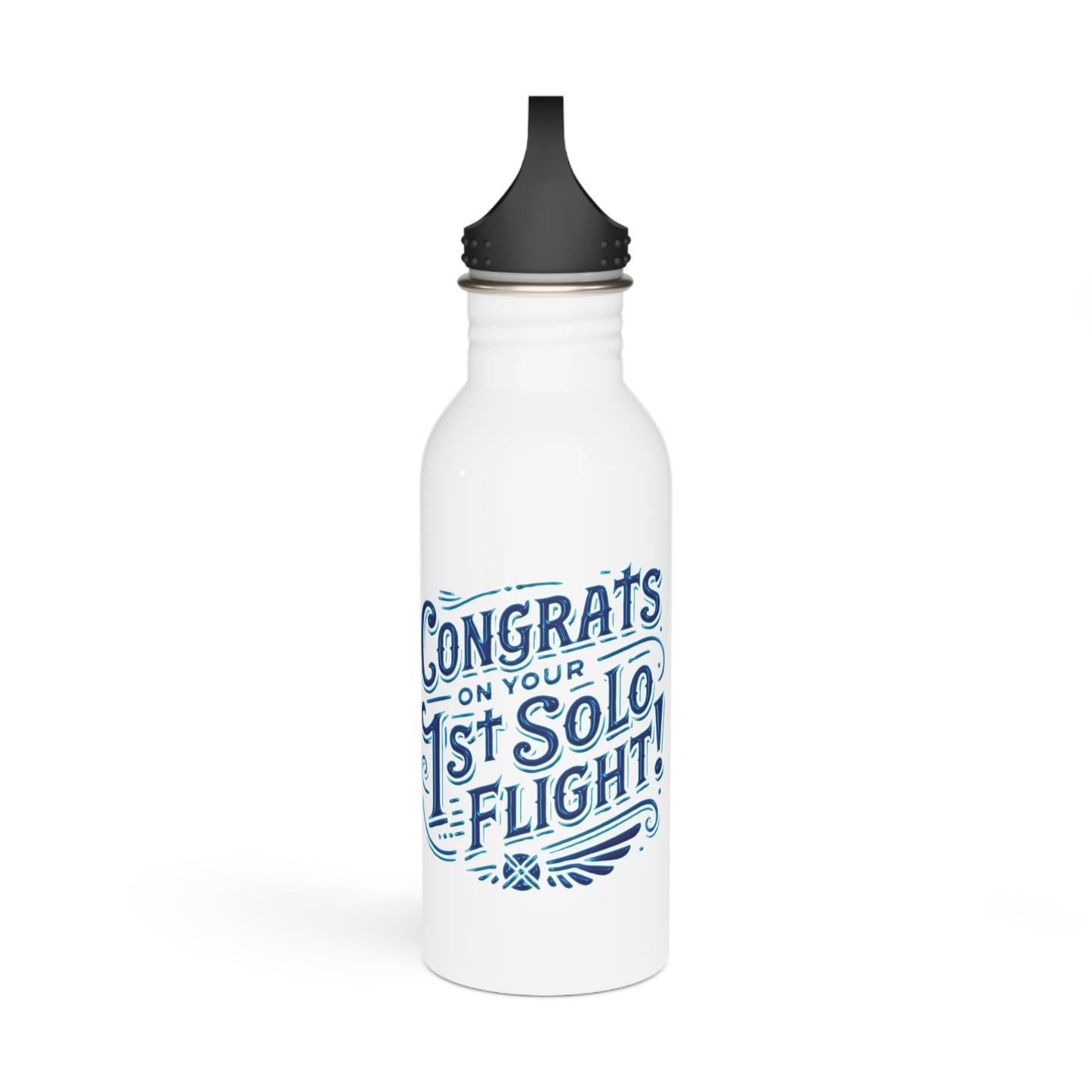 Congrats on your 1st Solo Flight! 20 oz. stainless steel water bottle (v1. blue)