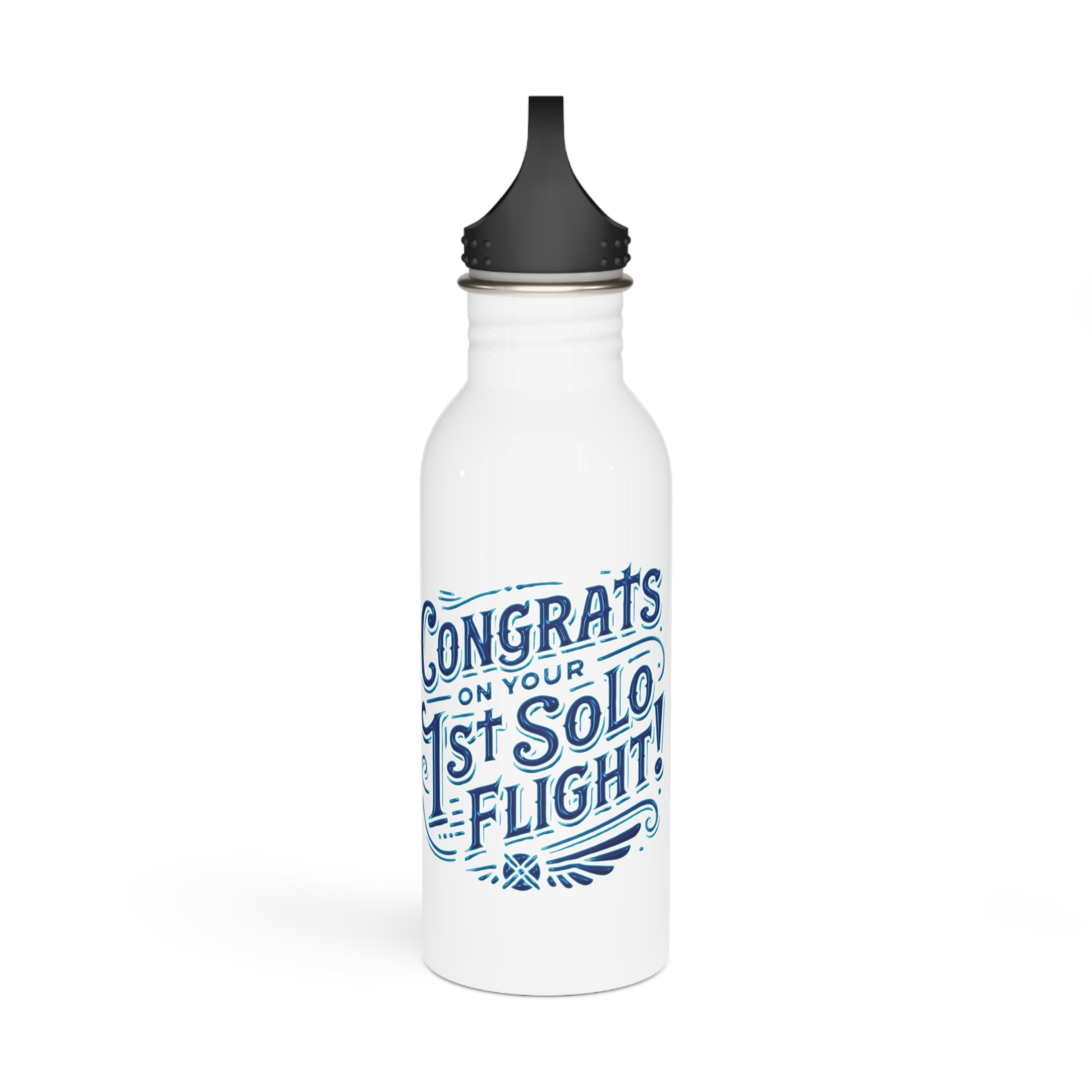 Congrats on your 1st Solo Flight! 20 oz. stainless steel water bottle (v1. blue)