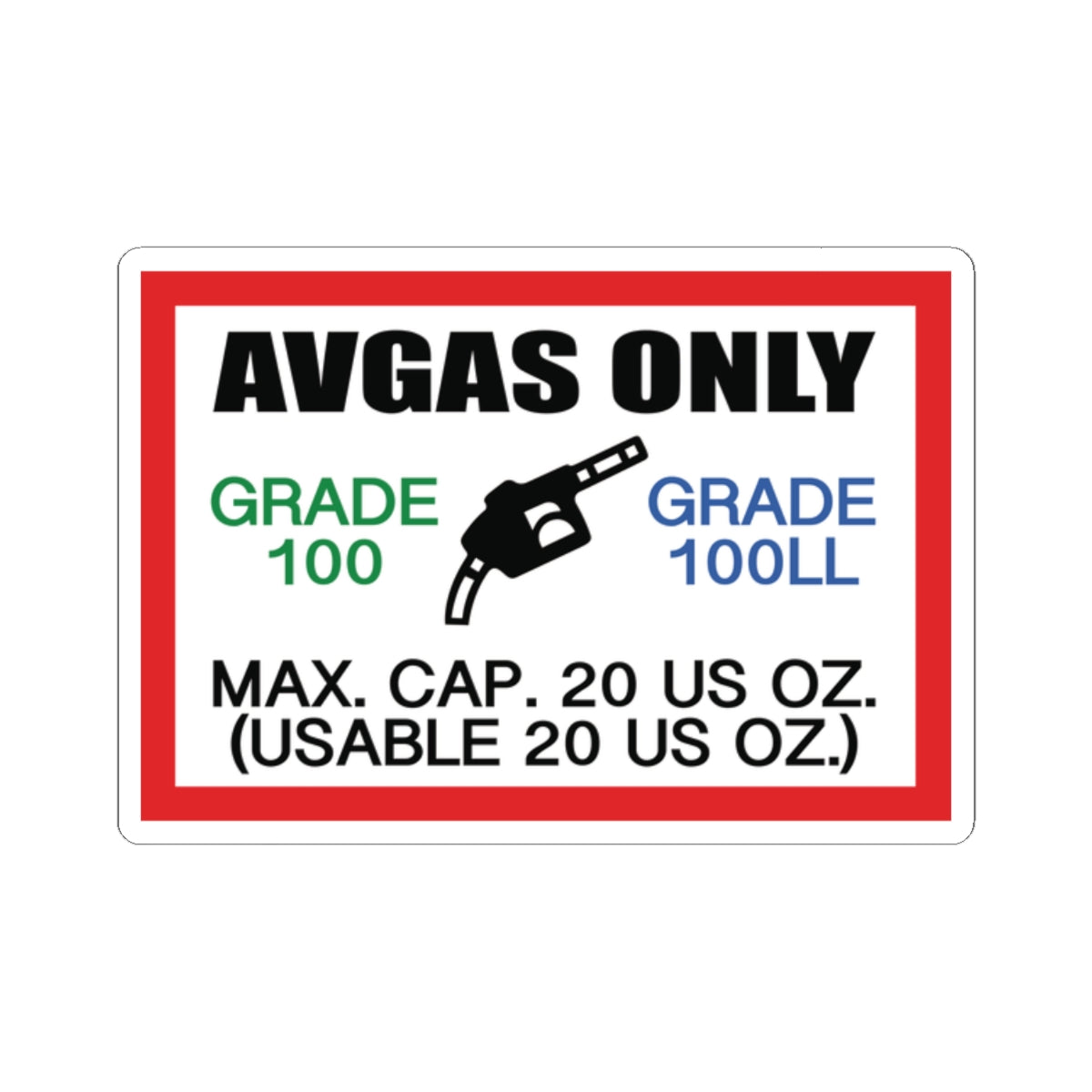 AVGAS 100LL Fuel Only - sticker
