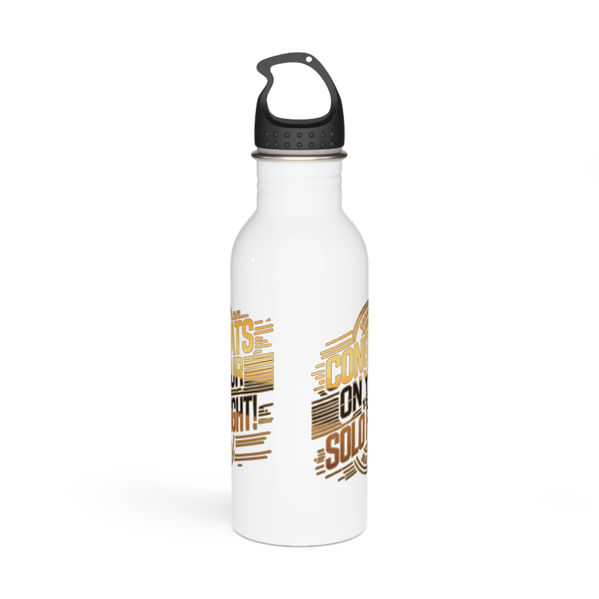 Congrats on your 1st Solo Flight! 20 oz. stainless steel water bottle (v2. gold)