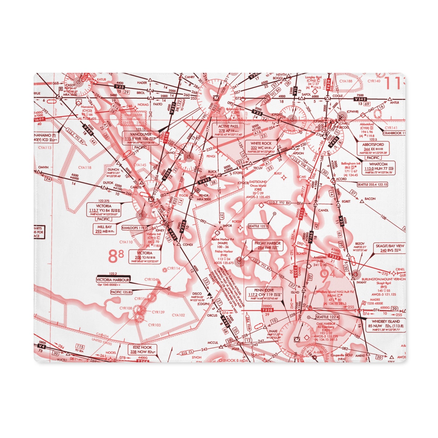 Enroute Low Altitude Chart (ELUS1) kitchen placemat (red&white)