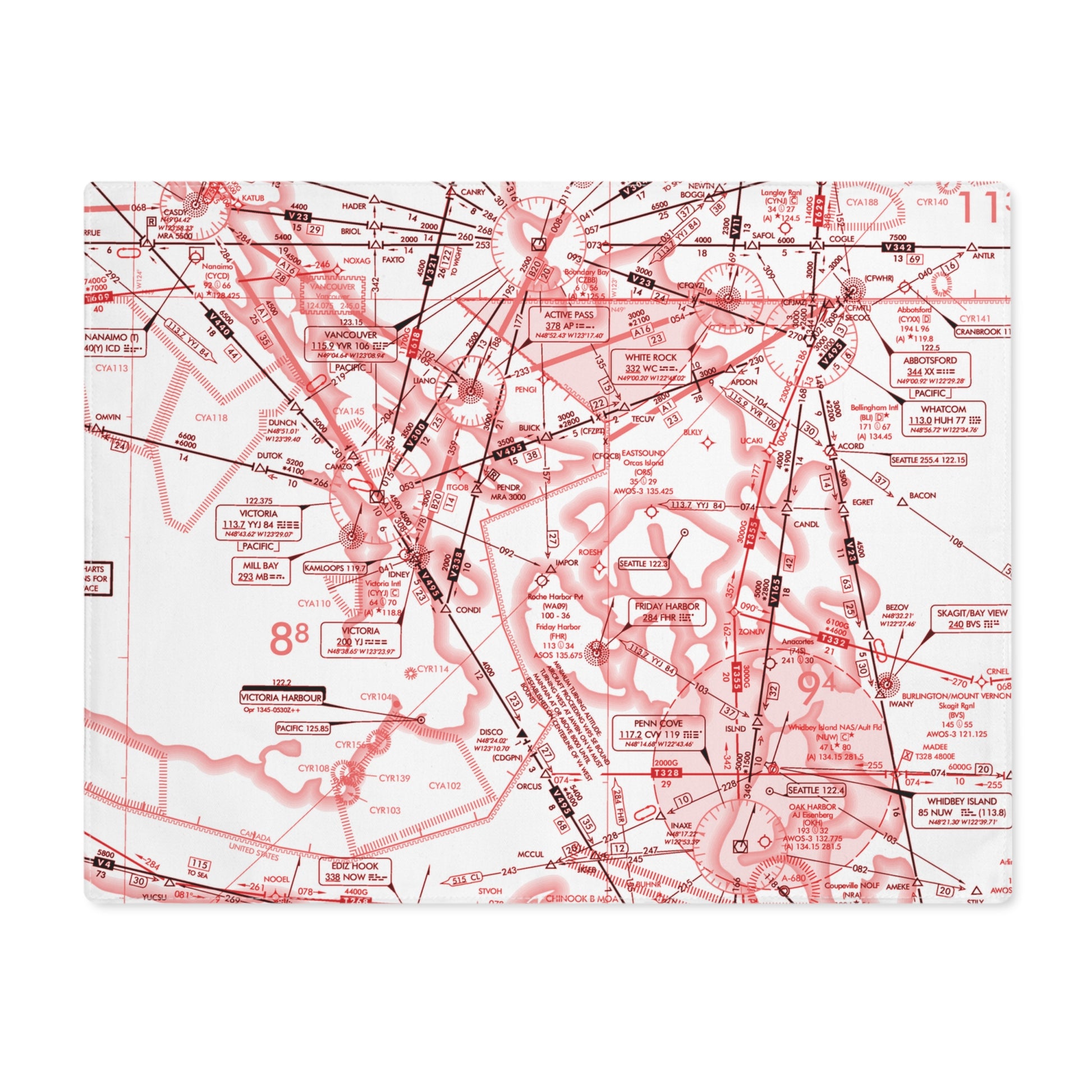 Enroute Low Altitude Chart (ELUS1) kitchen placemat (red&white)