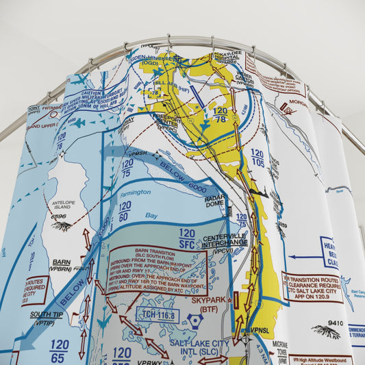 Salt Lake City Flyway Chart shower curtain (KSLC)