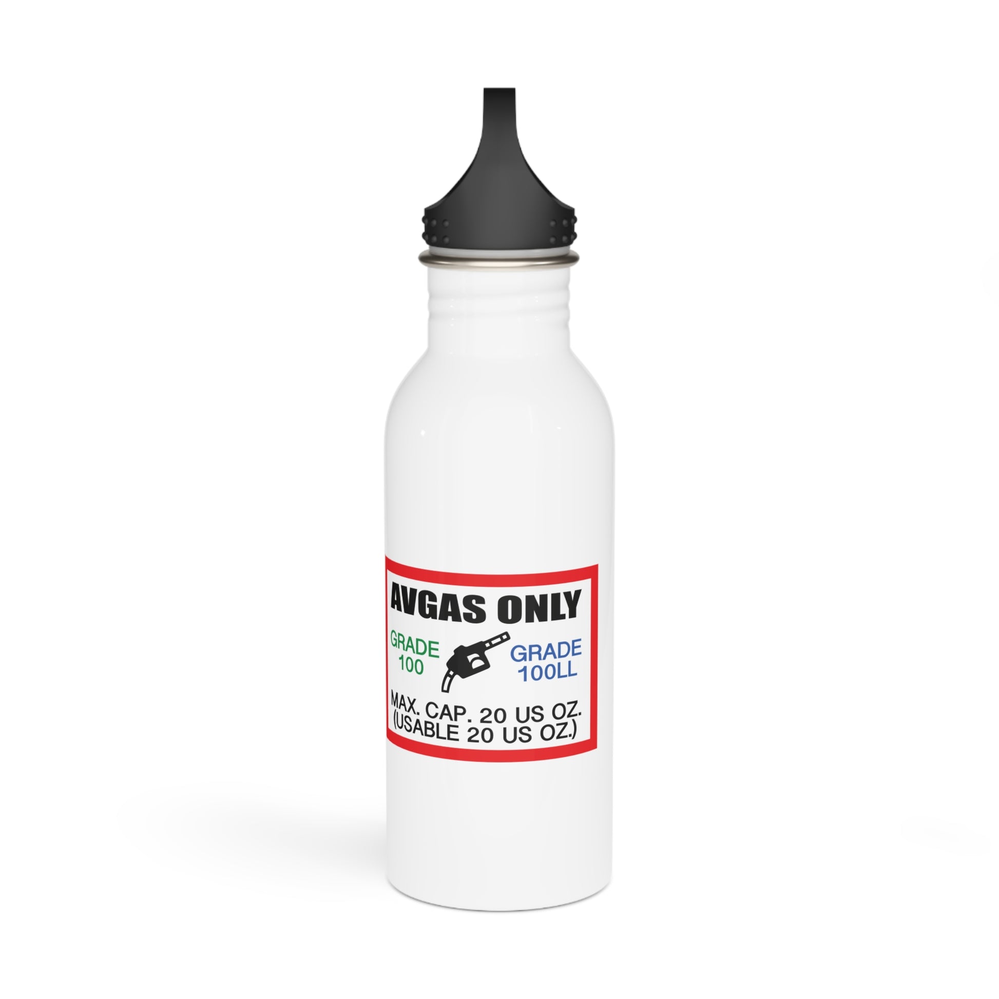 AVGAS / 100LL fuel only 20 oz. stainless steel water bottle
