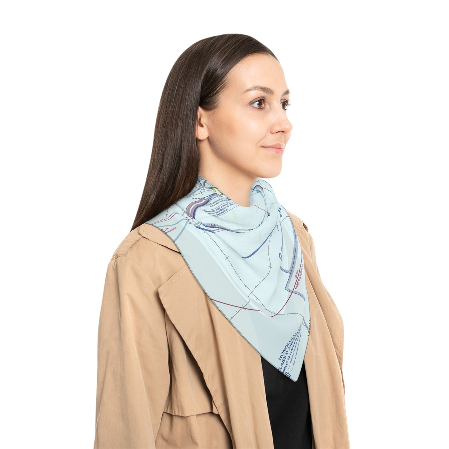 Honolulu Sectional Chart poly scarf