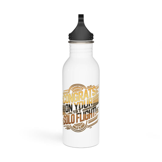 Congrats on your 1st Solo Flight! 20 oz. stainless steel water bottle (v2. gold)