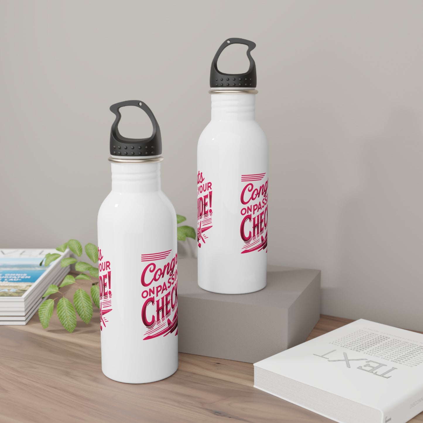 Congrats on passing your checkride! 20 oz. stainless steel water bottle (v1. pink)