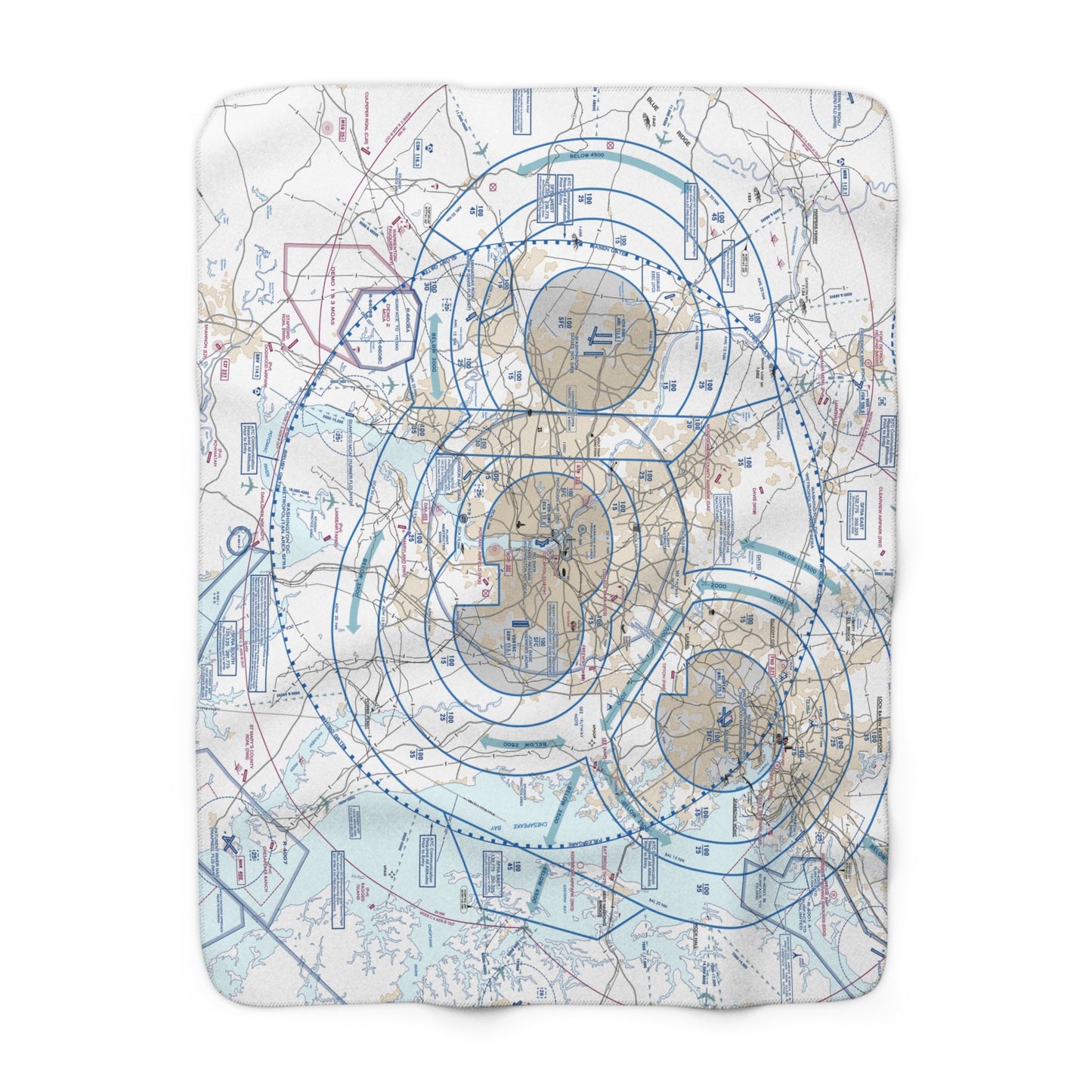 Baltimore-Washington Flyway Chart sherpa fleece blanket