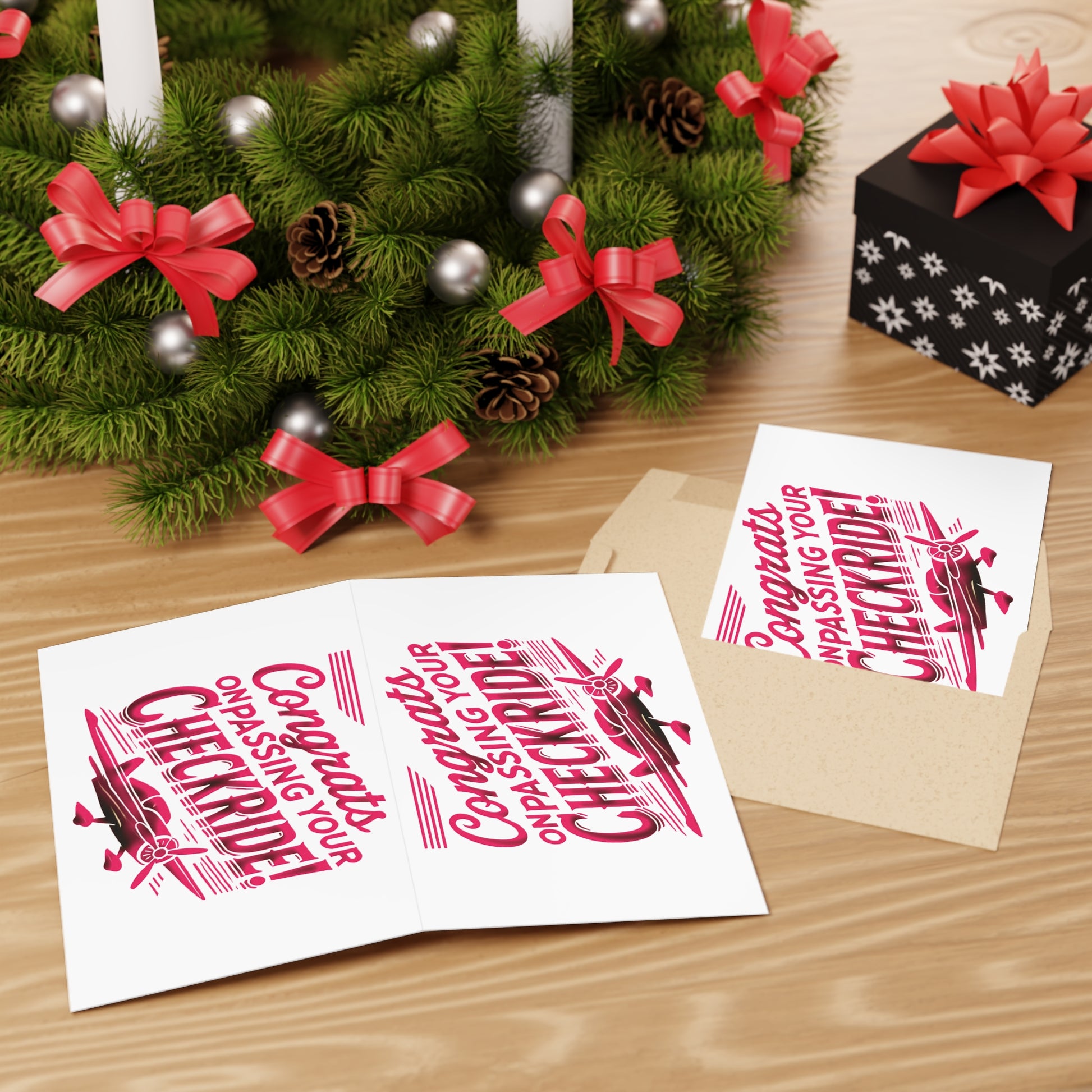 Congrats on passing your checkride! pack of 10 postcards (v1. pink)