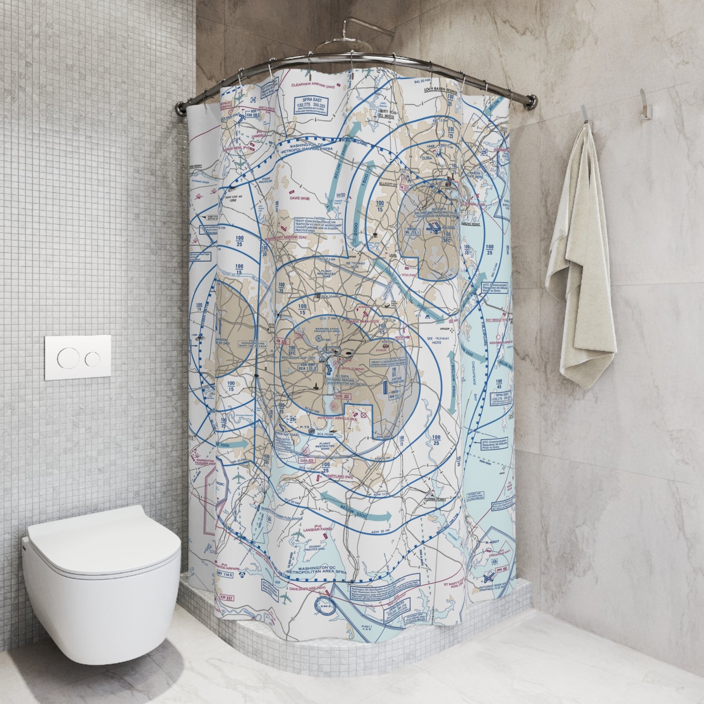 Baltimore-Washington Flyway Chart Shower Curtain