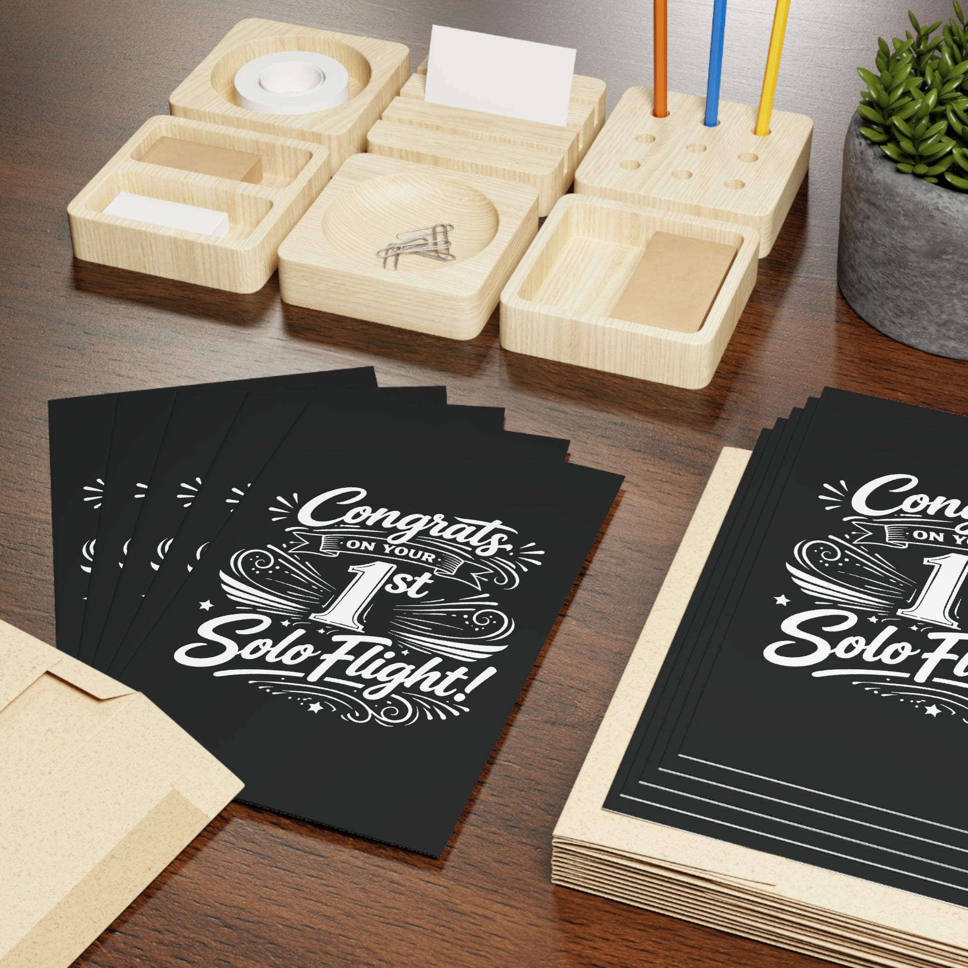 Congrats on your 1st Solo Flight! pack of 10 postcards (v3. white)