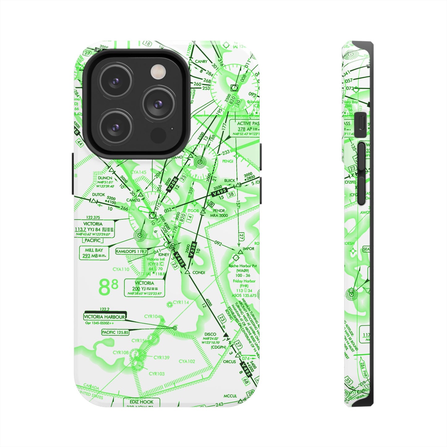 Enroute Low Altitude Chart (ELUS1) tough phone cases (green&white)