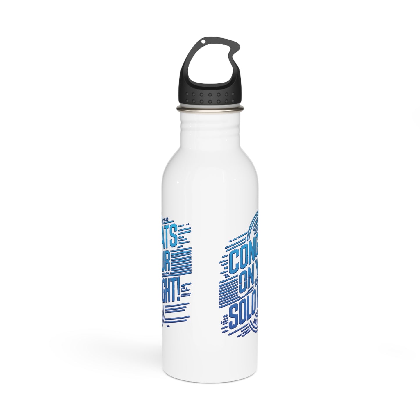 Congrats on your 1st Solo Flight! 20 oz. stainless steel water bottle (v2. blue)