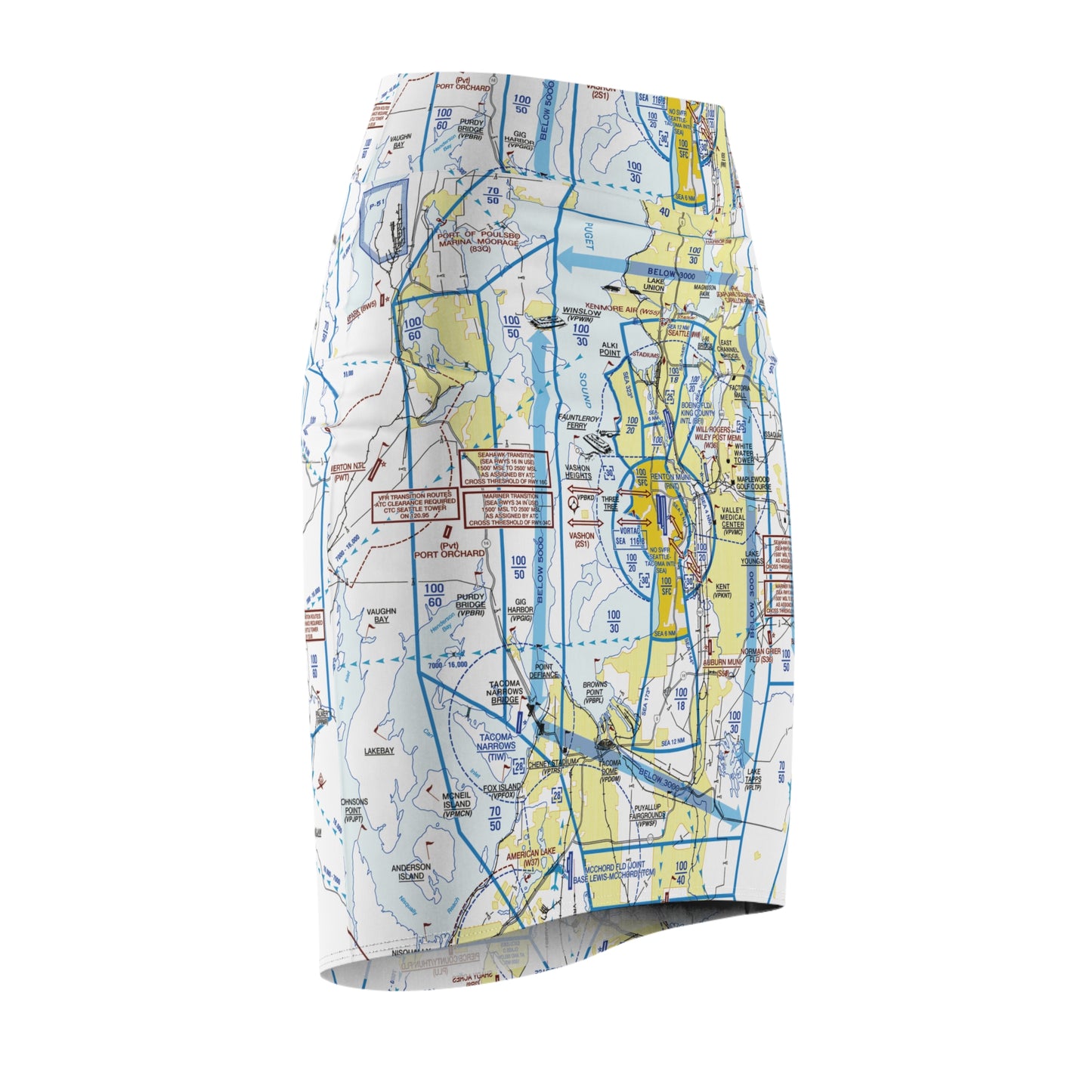 Seattle Flyway Chart pencil skirt