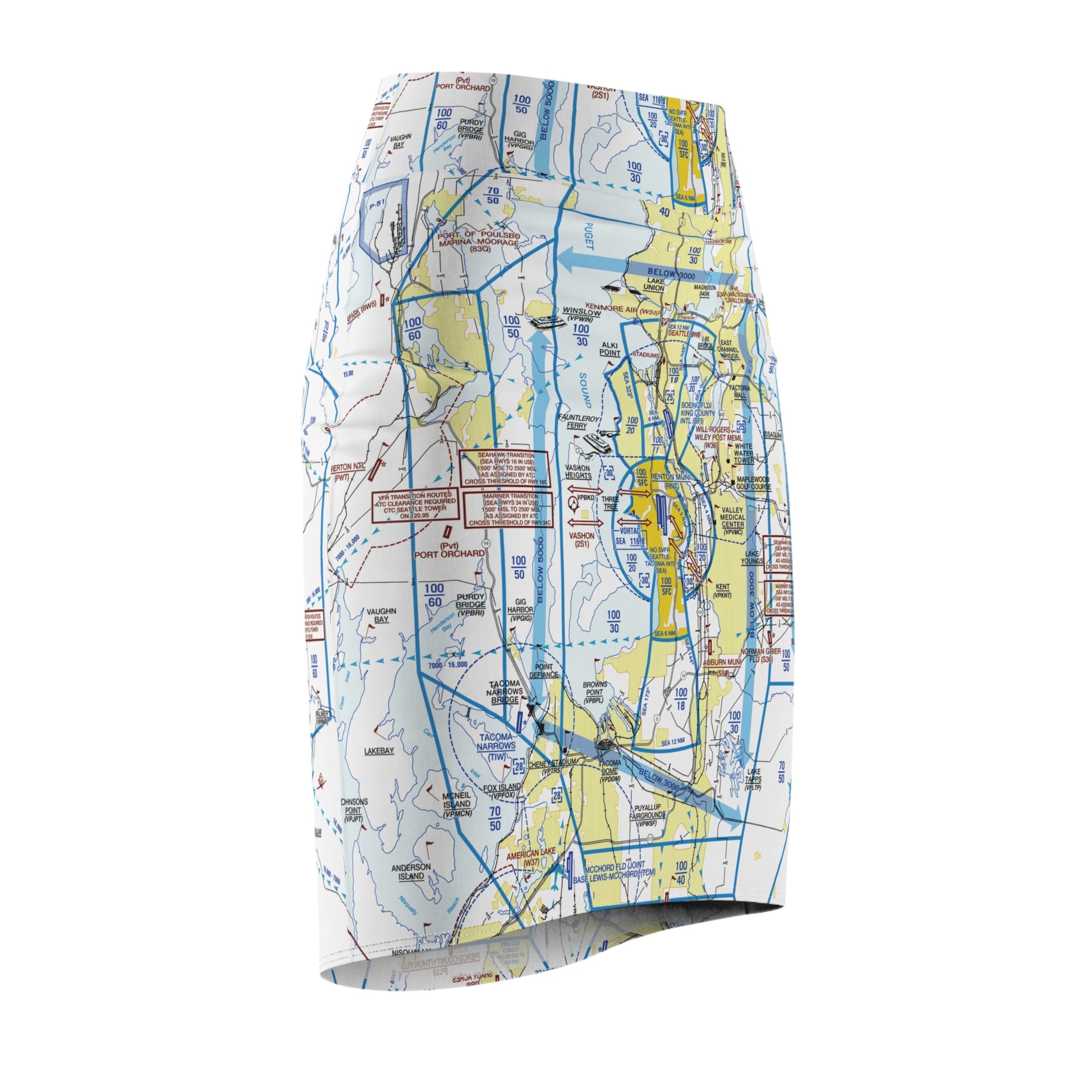 Seattle Flyway Chart pencil skirt