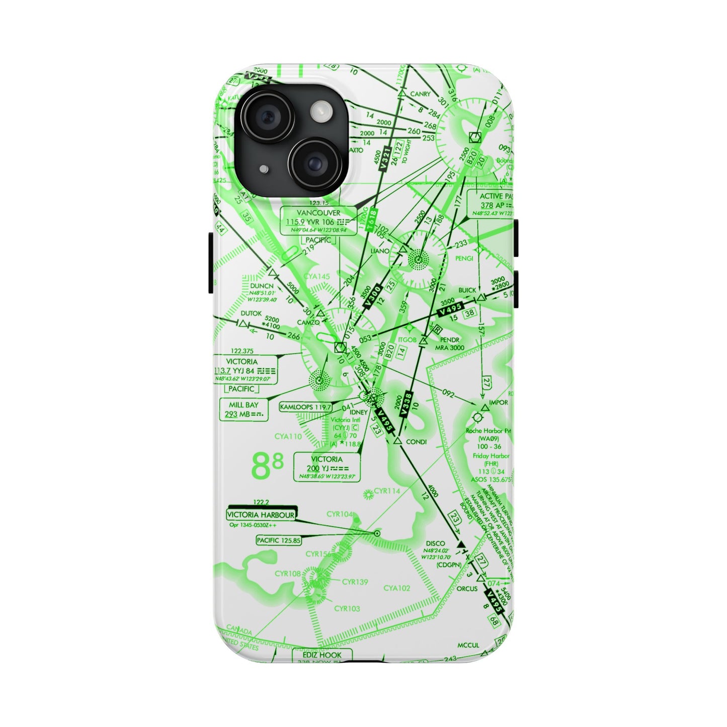 Enroute Low Altitude Chart (ELUS1) tough phone cases (green&white)